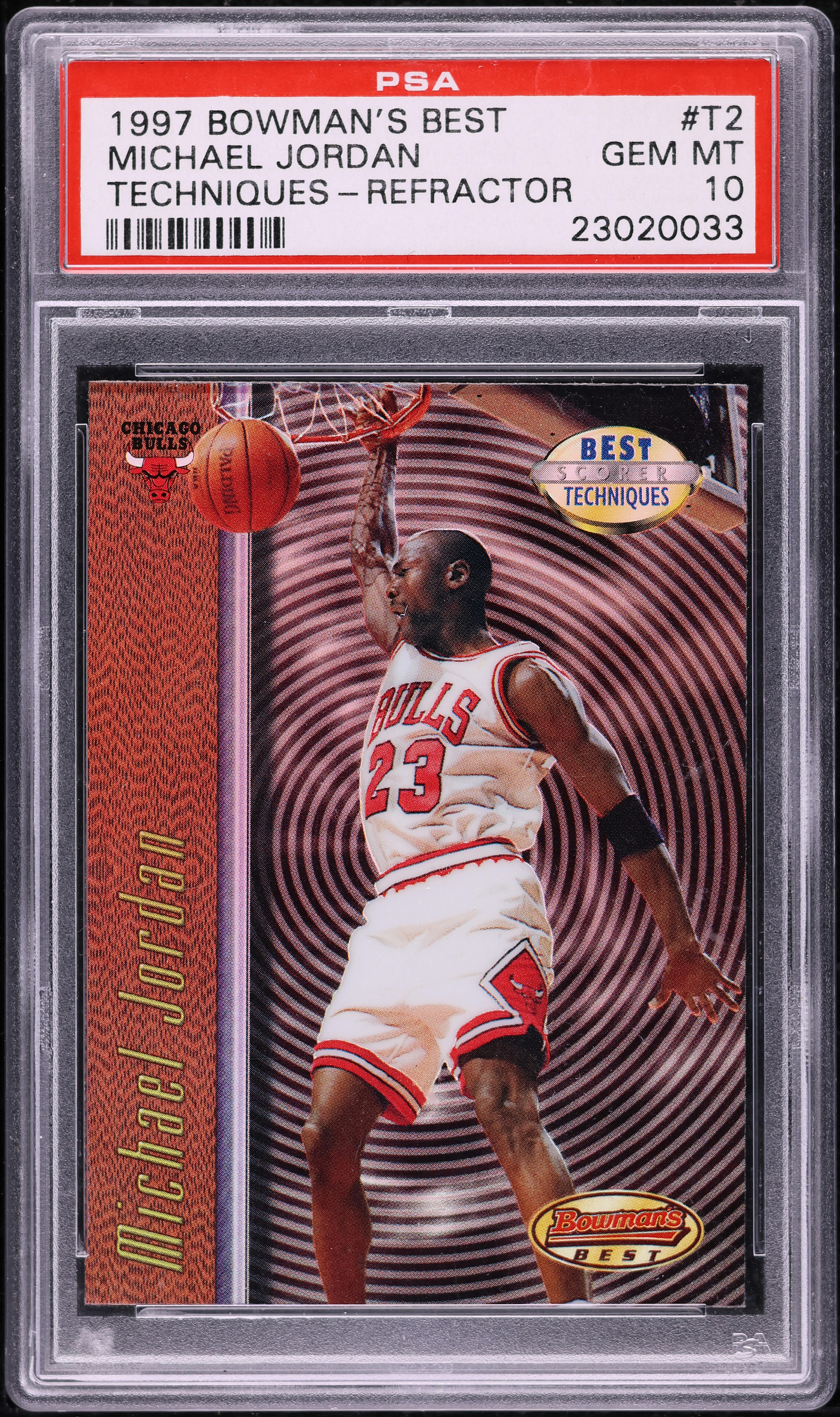 1997 Bowman's Best Techniques Refractor Michael Jordan #T2 PSA 10