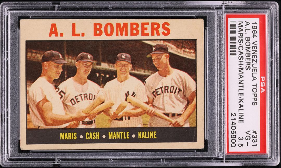 1964 Venezuela Topps Mickey Mantle Roger Maris Kaline AL BOMBERS #331 PSA 3.5