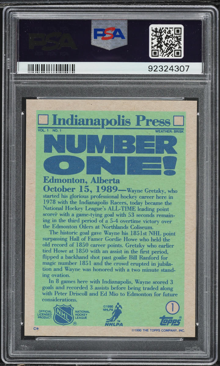 1990 Topps Hockey Wayne Gretzky #1 PSA 9 MINT