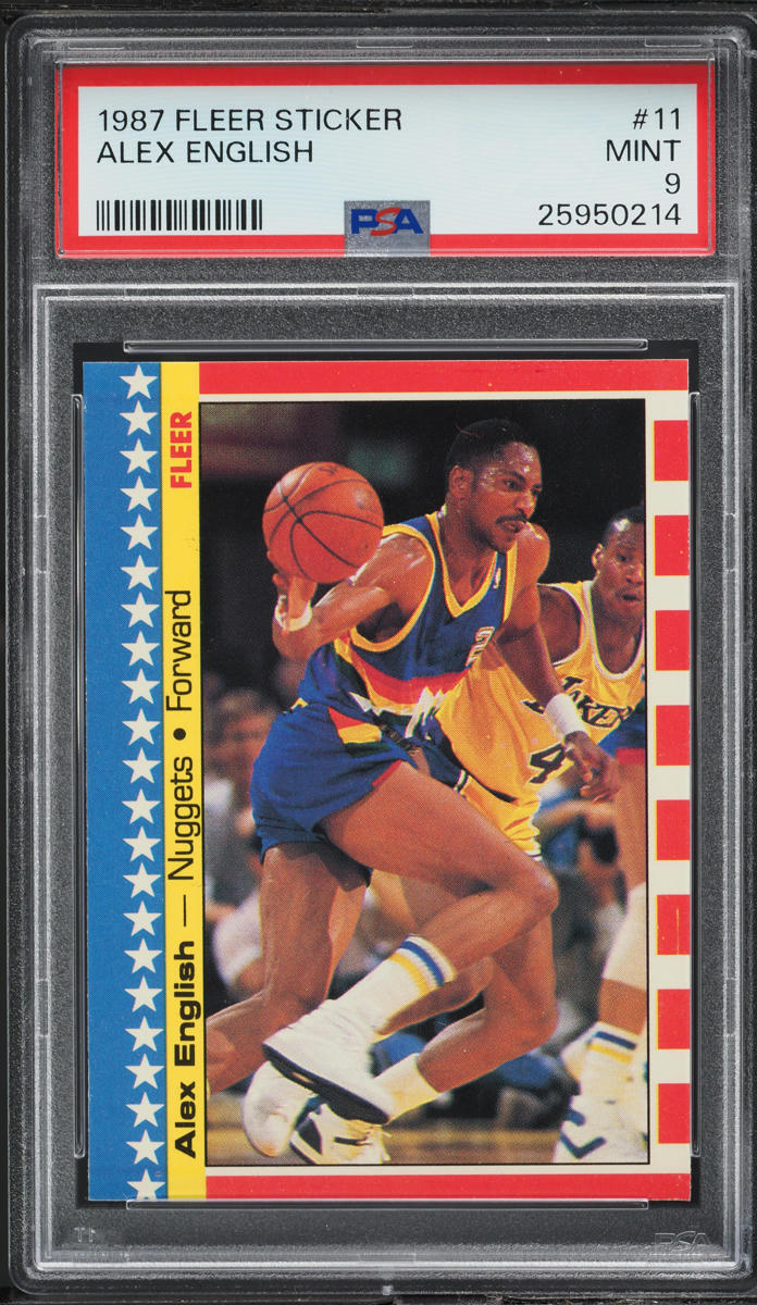 1987 Fleer Sticker Alex English #11 PSA 9 MINT