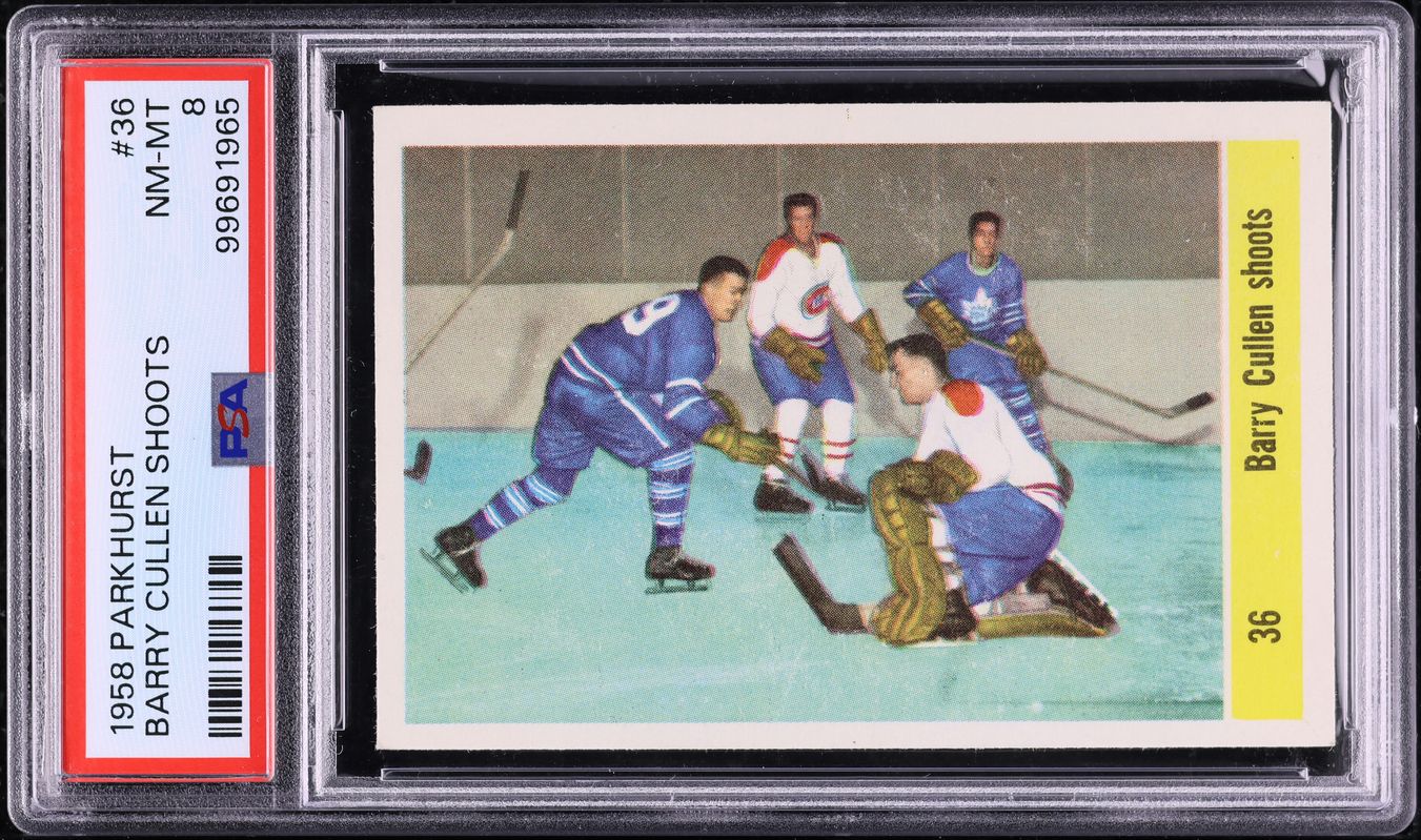 1958 Parkhurst Barry Cullen Shoots #36 PSA 8 NM-MT