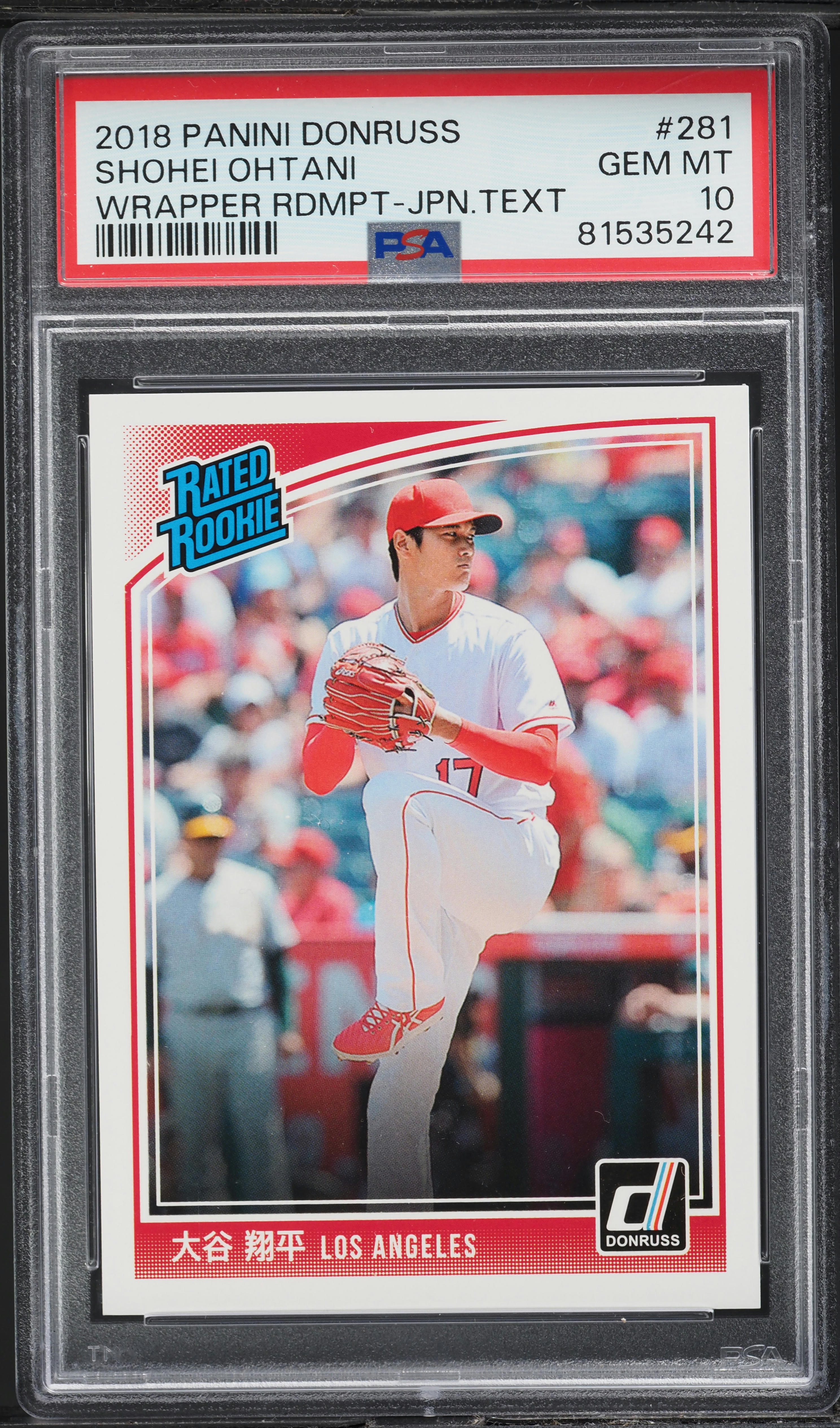 2018 Donruss Wrapper Redemption Japanese Shohei Ohtani ROOKIE #281 