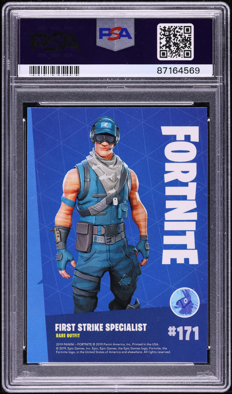 graded fortnite cards 2019 Panini Series 1 Crystal Shard First Strike Specialist #171 PSA 9 on Fanatics Collect Pump Shot Gun Holofoil Card