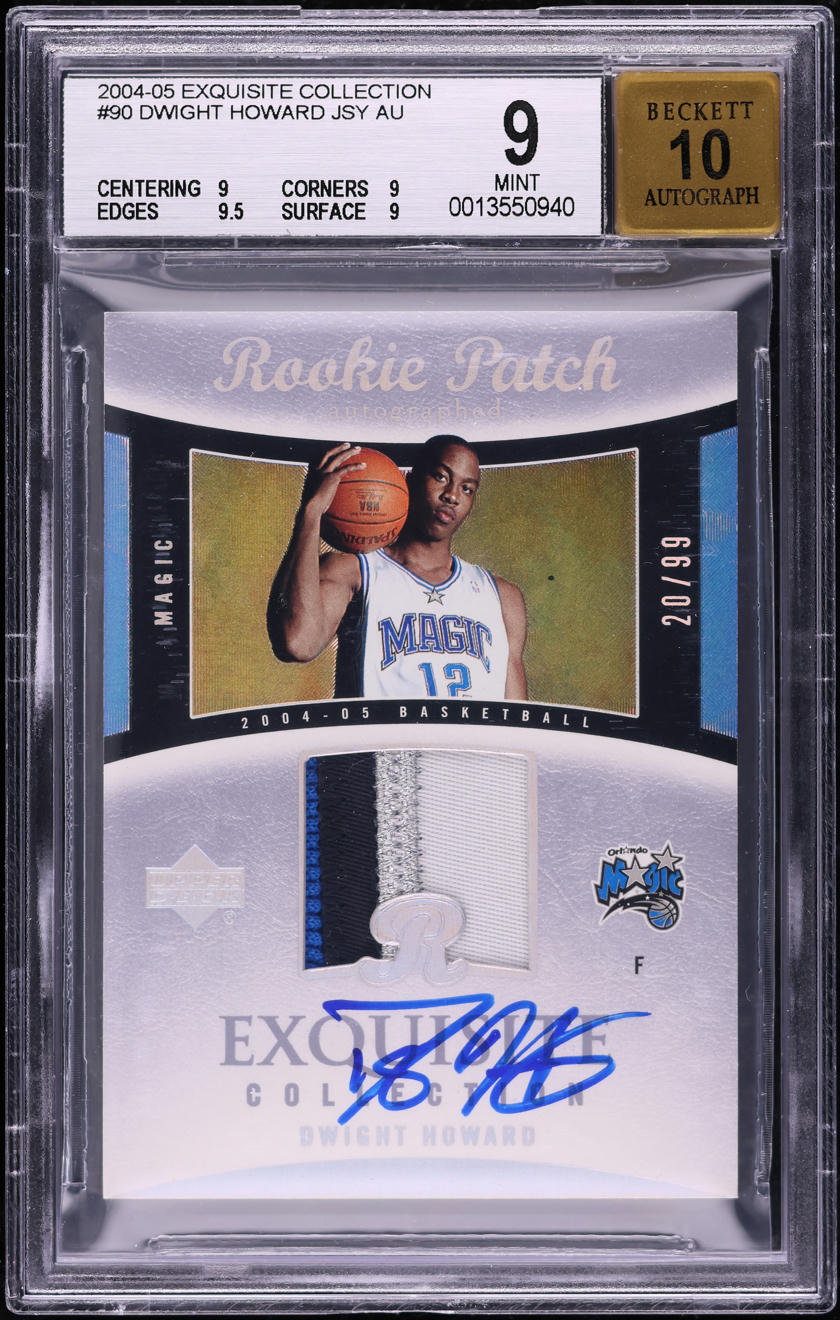 2004 Exquisite Collection Dwight Howard ROOKIE PATCH AUTO /99 #90 BGS 9  MINT on Fanatics Collect, image size:840x1320