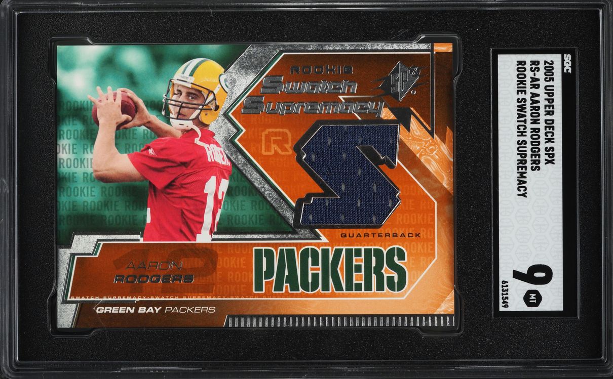 2005 Upper Deck SPX Rookie Swatch Supremacy Aaron Rodgers RC PATCH #RS-AR SGC 9
