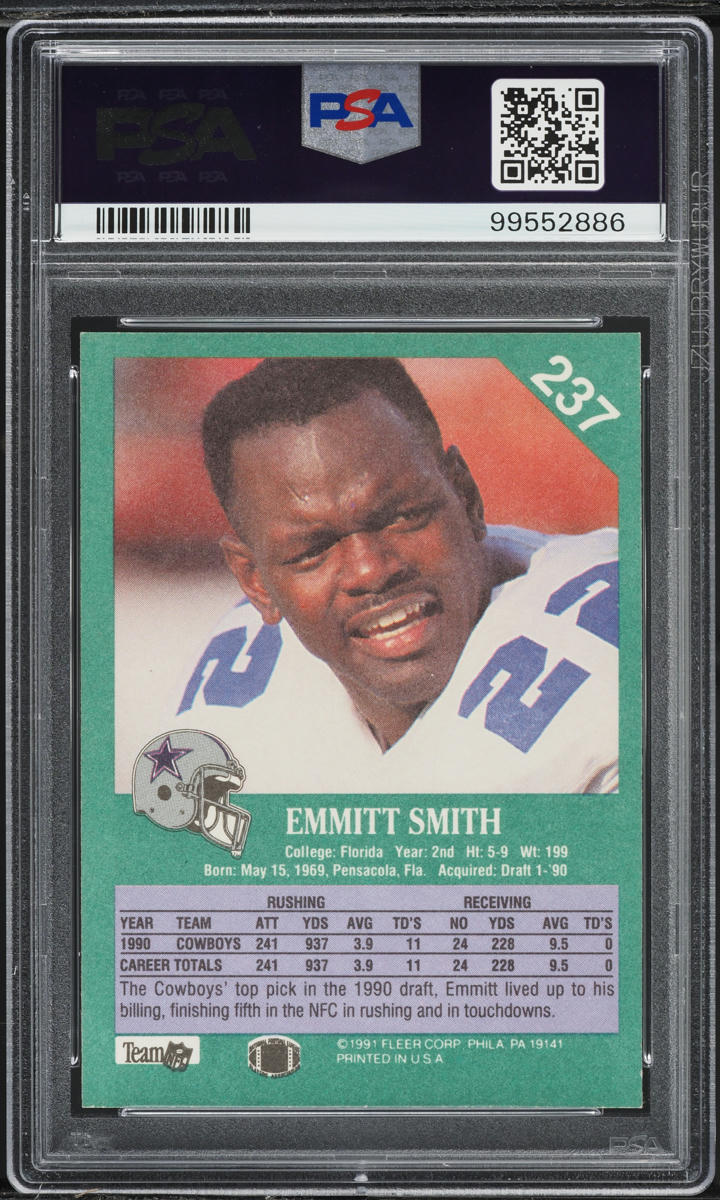 1991 Fleer Football Emmitt Smith #237 PSA 4 VGEX