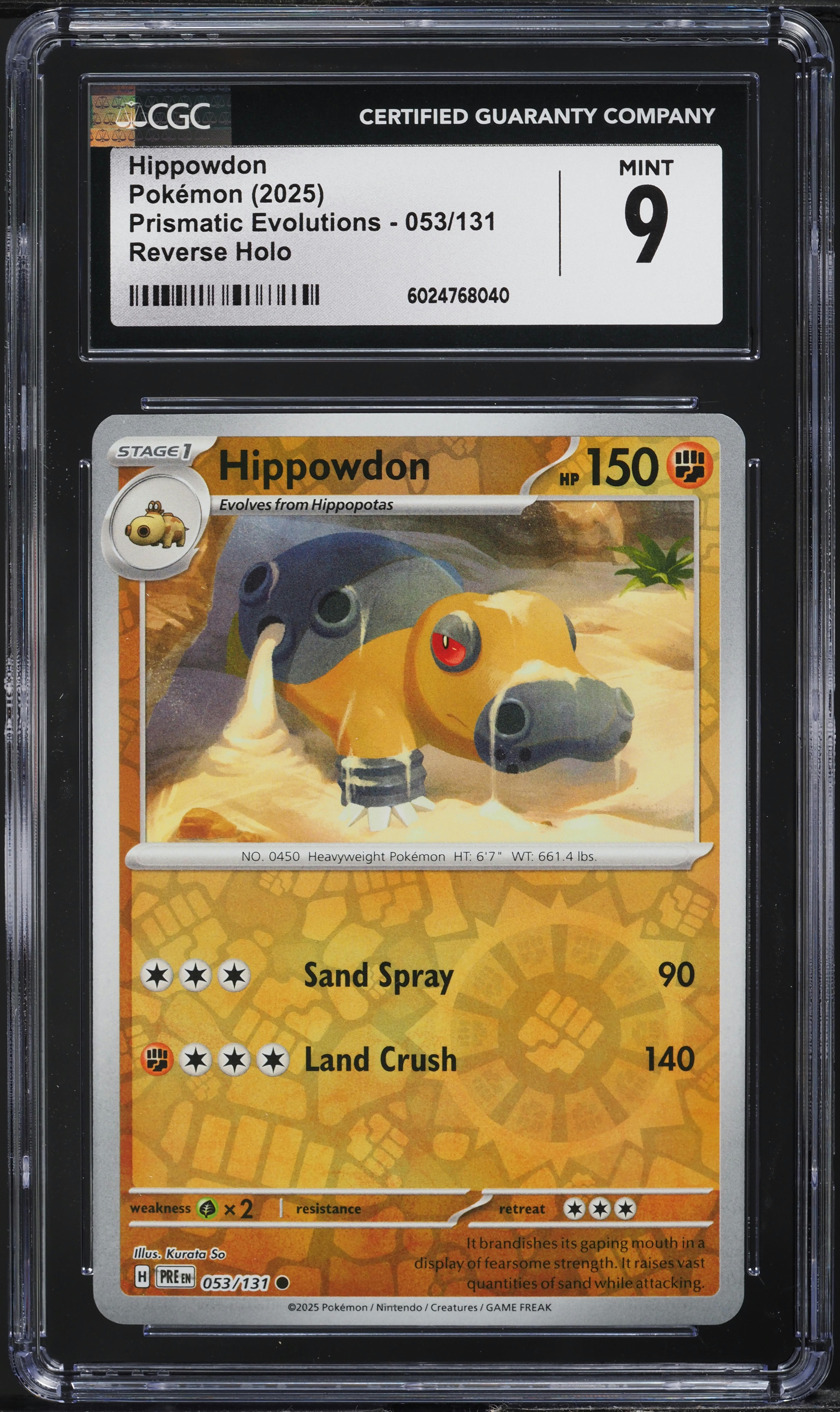 2025 Pokemon SV Prismatic Evolutions Reverse Holo Hippowdon #53