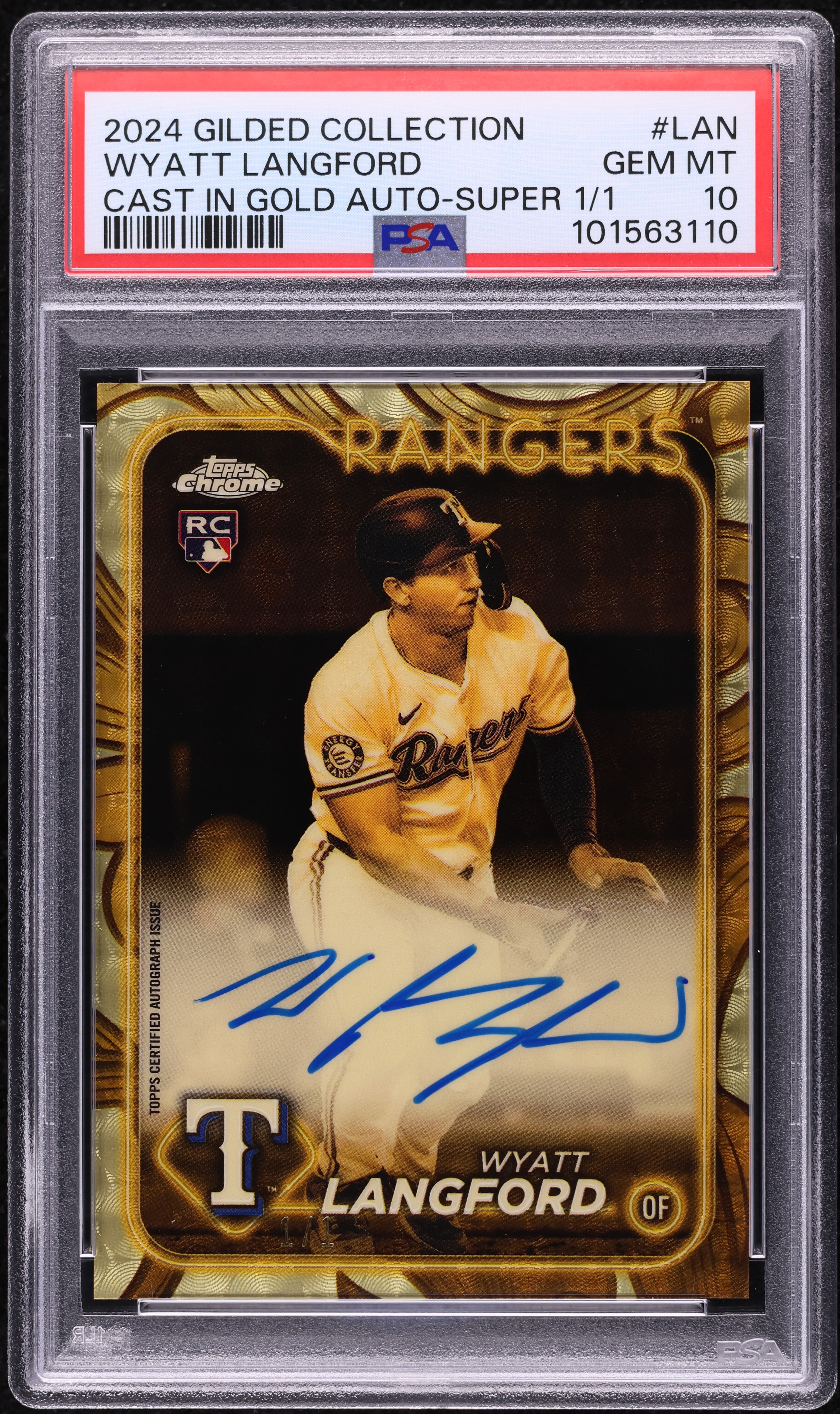 2024 Topps Chrome Gilded Cast In Gold Super Wyatt Langford RC AUTO 