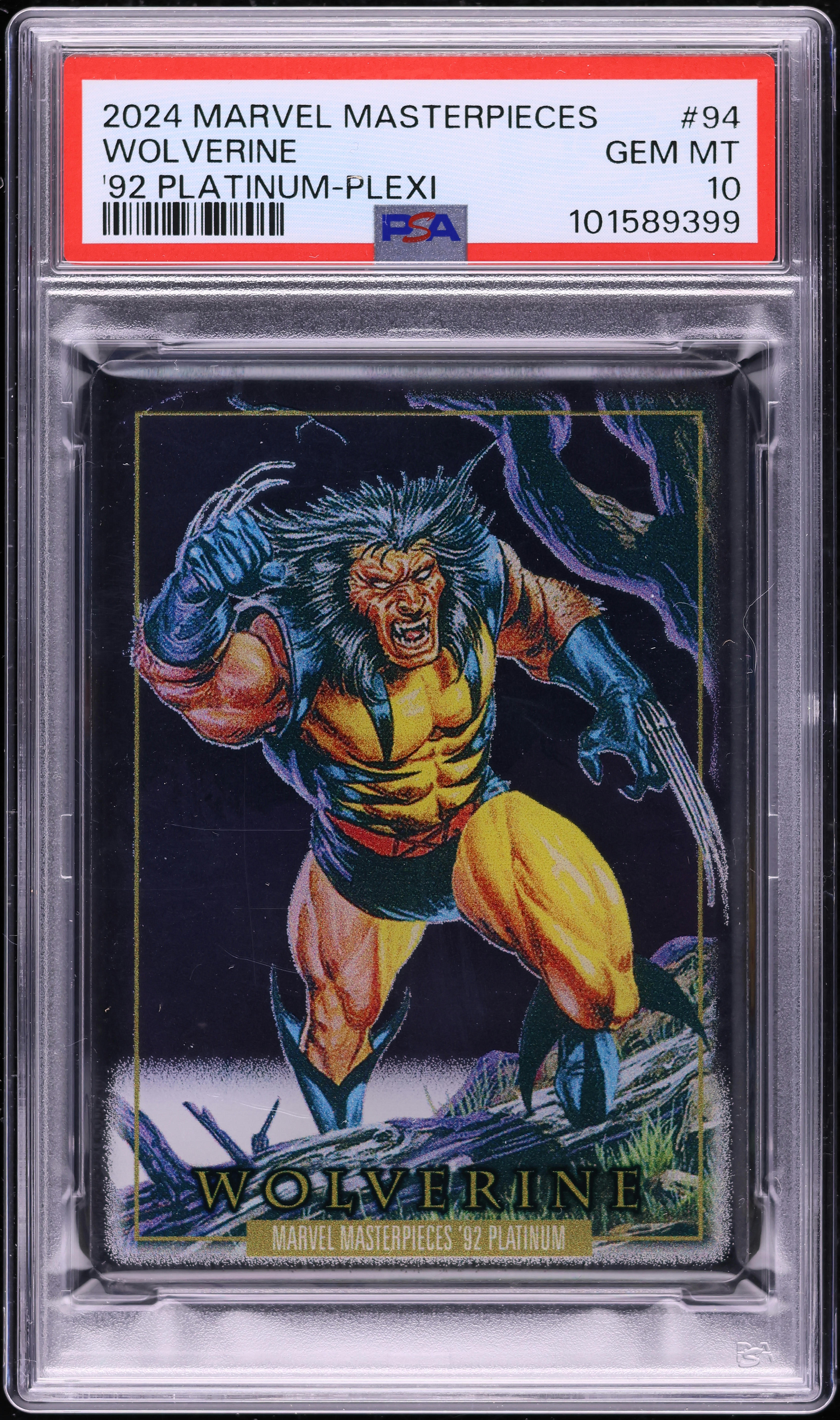 2024 Upper Deck Marvel Masterpieces '92 Platinum Plexi Wolverine