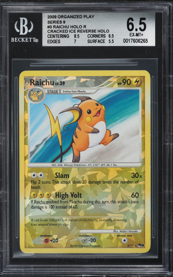 2009 Pokemon POP Series 9 Cracked Ice Reverse Holo Raichu #3 BGS 6.5 EXMT+  on Fanatics Collect