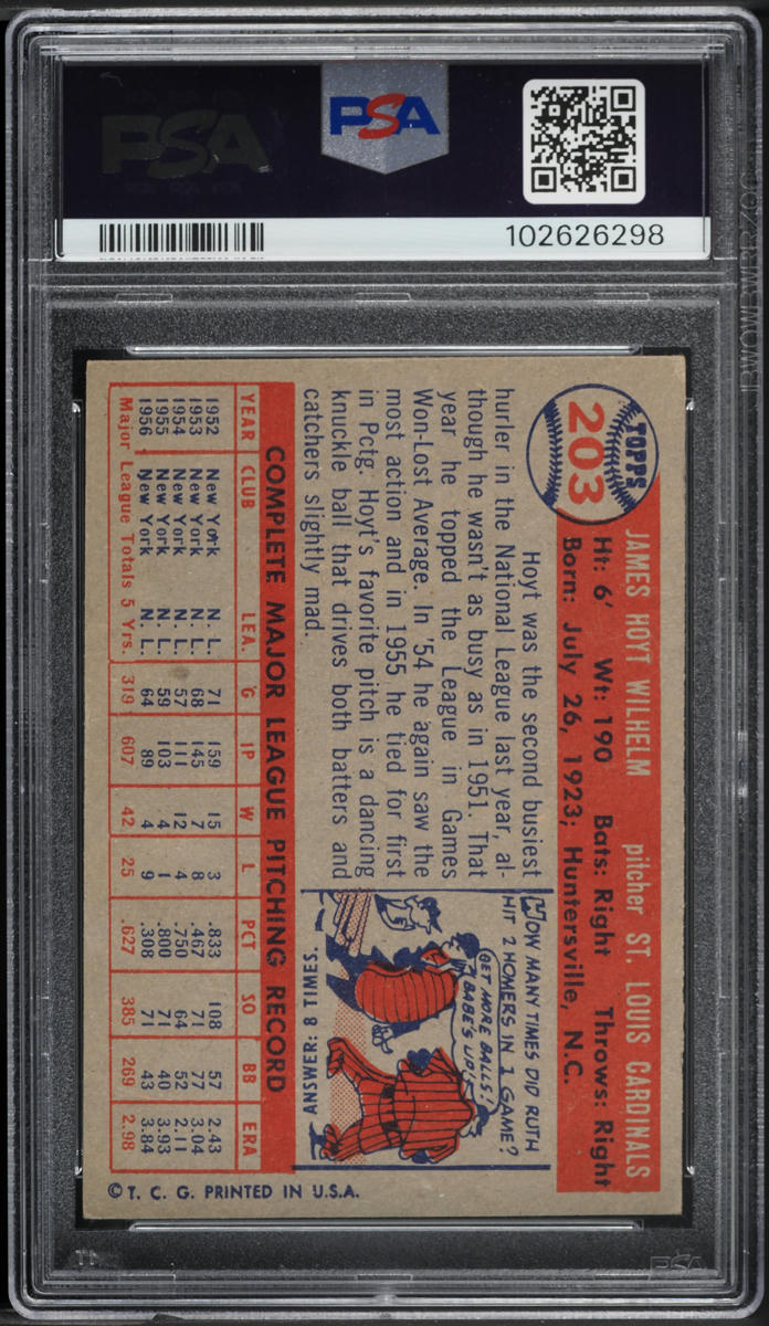 1957 Topps Hoyt Wilhelm #203 PSA 4 VGEX