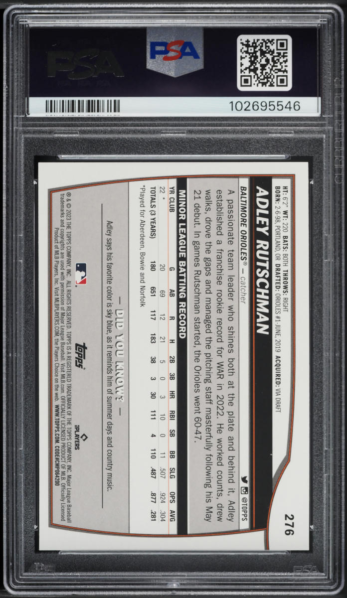 2023 Topps Big League Adley Rutschman ROOKIE #276 PSA 10 GEM MINT