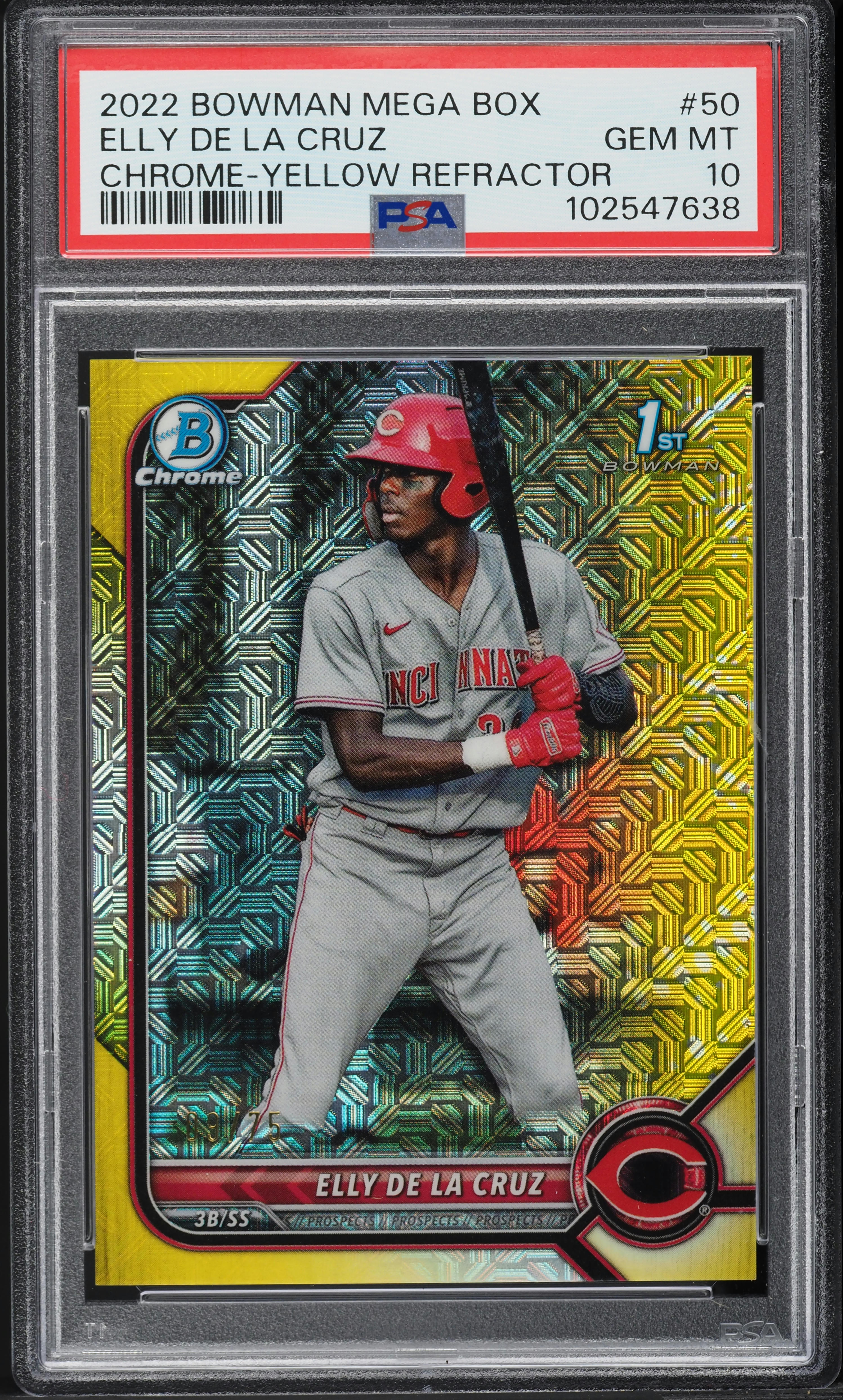2022 Bowman Chrome Mega Box Yellow Refractor Elly De La Cruz 