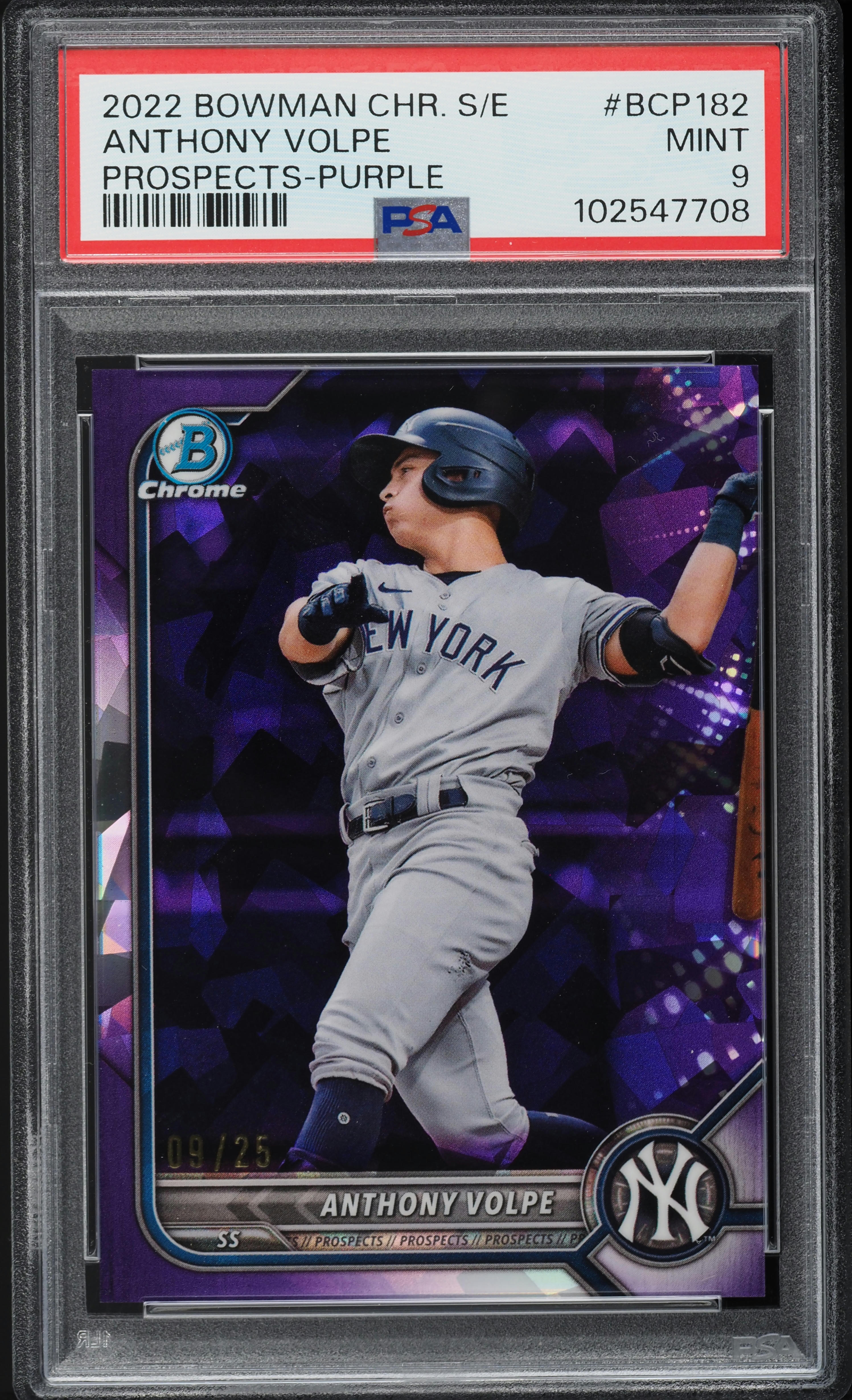 2022 Bowman Chrome Sapphire Purple Refractor Anthony Volpe