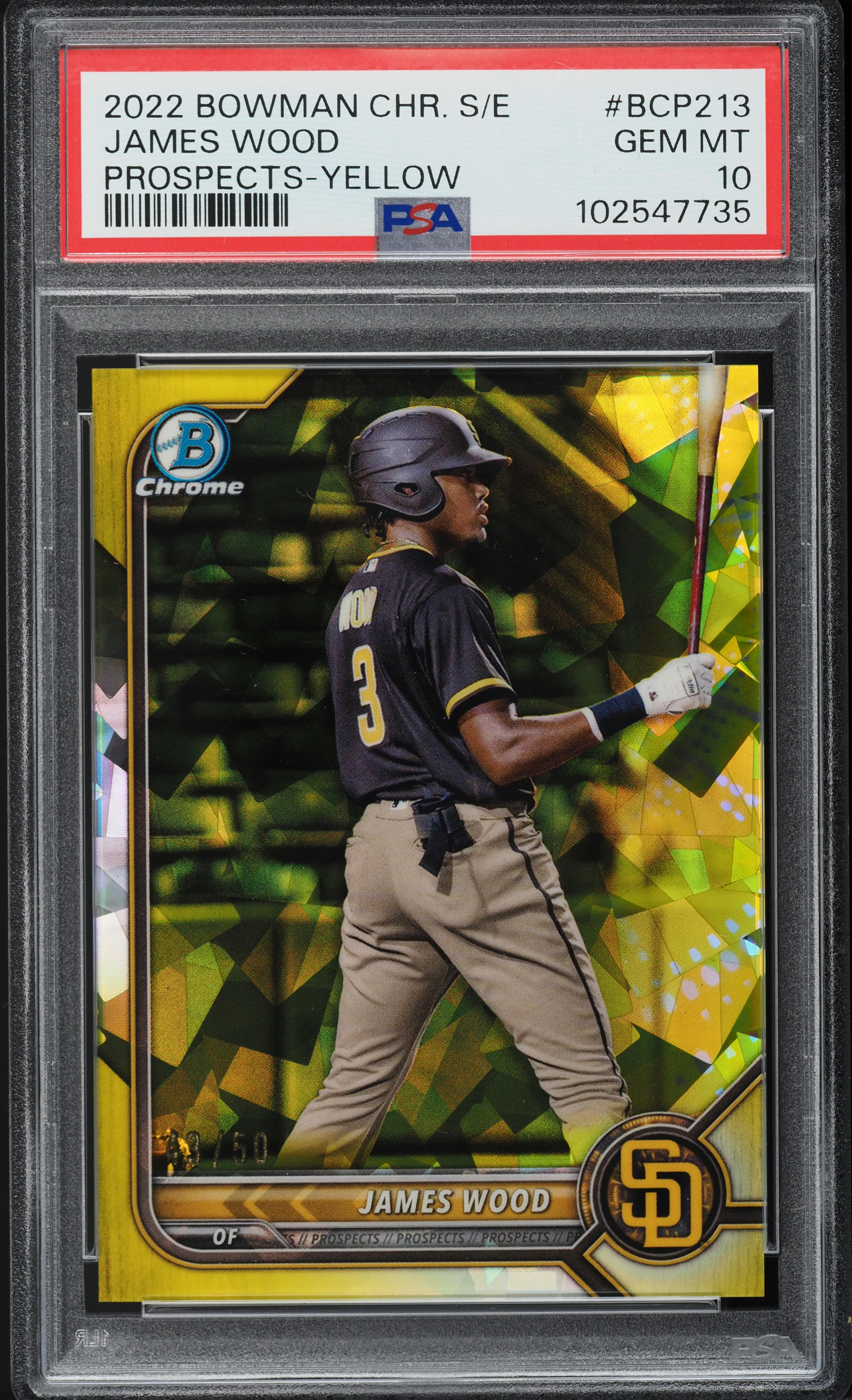2022 Bowman Chrome Sapphire Yellow Refractor James Wood PROSPECT 