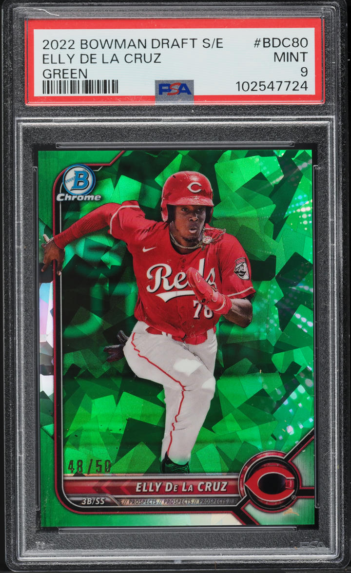 2022 Bowman Chrome Sapphire Green Refractor Elly De La Cruz PROSPECT /50 PSA 9
