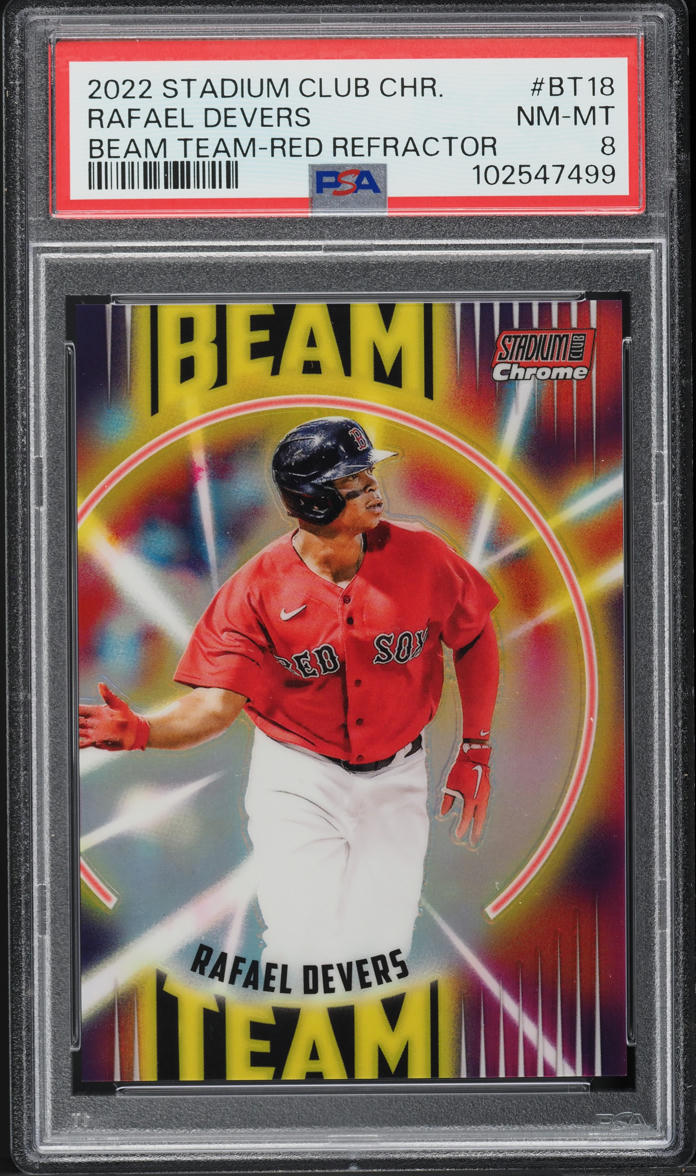2022 Stadium Club Chrome Beam Team Red Refractor Rafael Devers /5 #BT-18 PSA 8