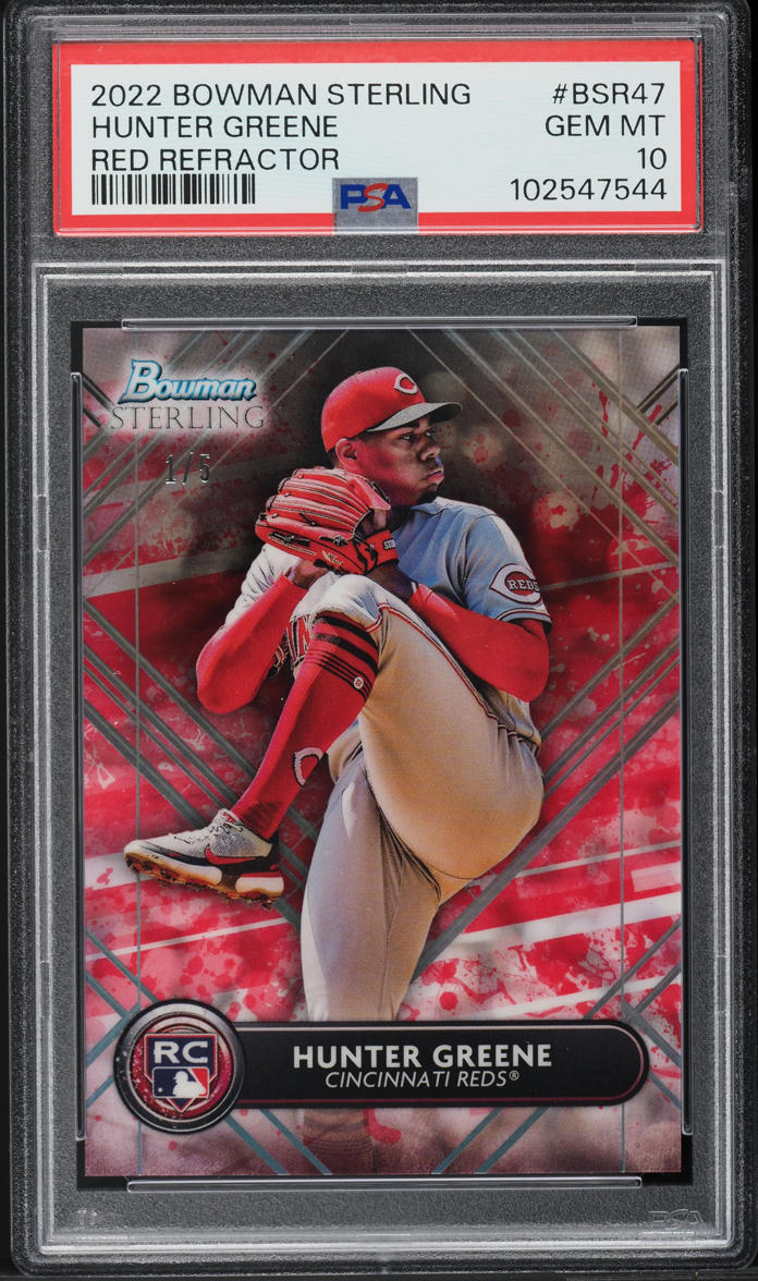 2022 Bowman Sterling Red Refractor Hunter Greene ROOKIE 1/5 #BSR-47 PSA 10 GEM