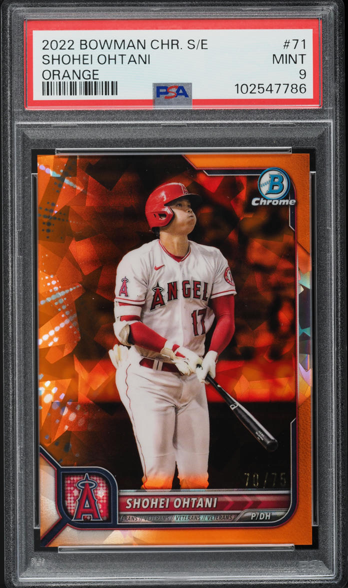 2022 Bowman Chrome Sapphire Orange Refractor Shohei Ohtani /75 #71 PSA 9 MINT