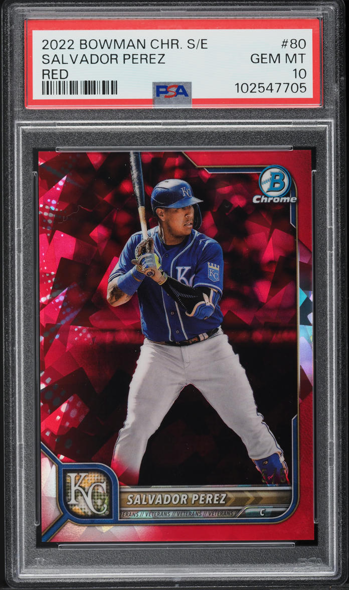 2022 Bowman Chrome Sapphire Red Refractor Salvador Perez 5/5 #80 PSA 10 GEM MINT