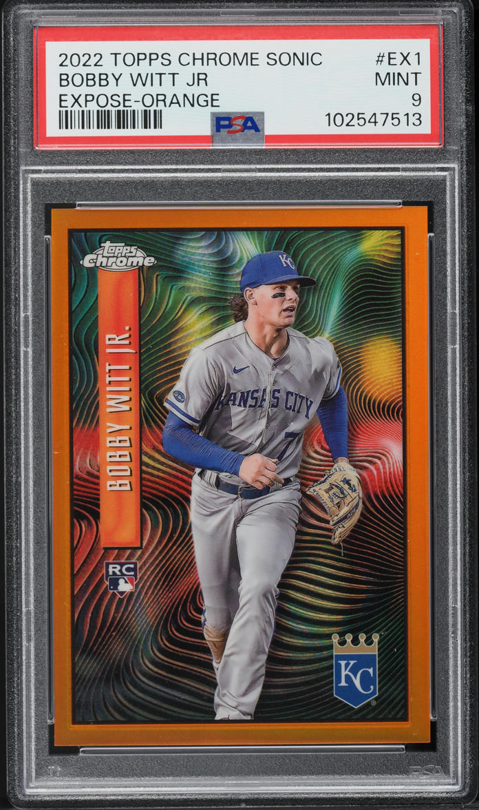 2022 Topps Chrome Sonic Expose Orange Refractor Bobby Witt Jr. ROOKIE /25 PSA 9