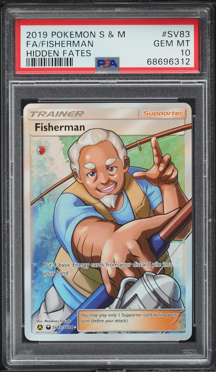 2019 Pokemon Sun & Moon Hidden Fates Full Art Fisherman #SV83 PSA 10 GEM MINT
