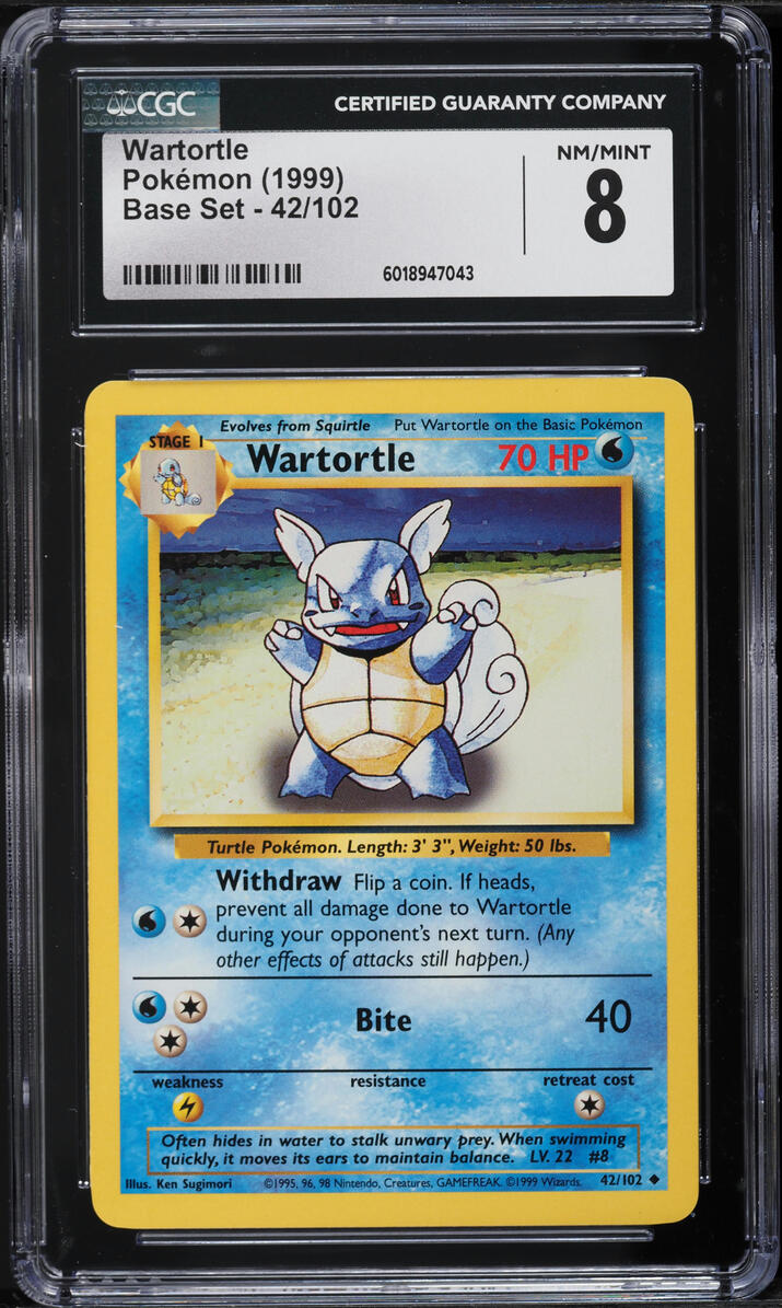 1999 Pokemon Base Set Wartortle #42 CGC 8 NM-MT