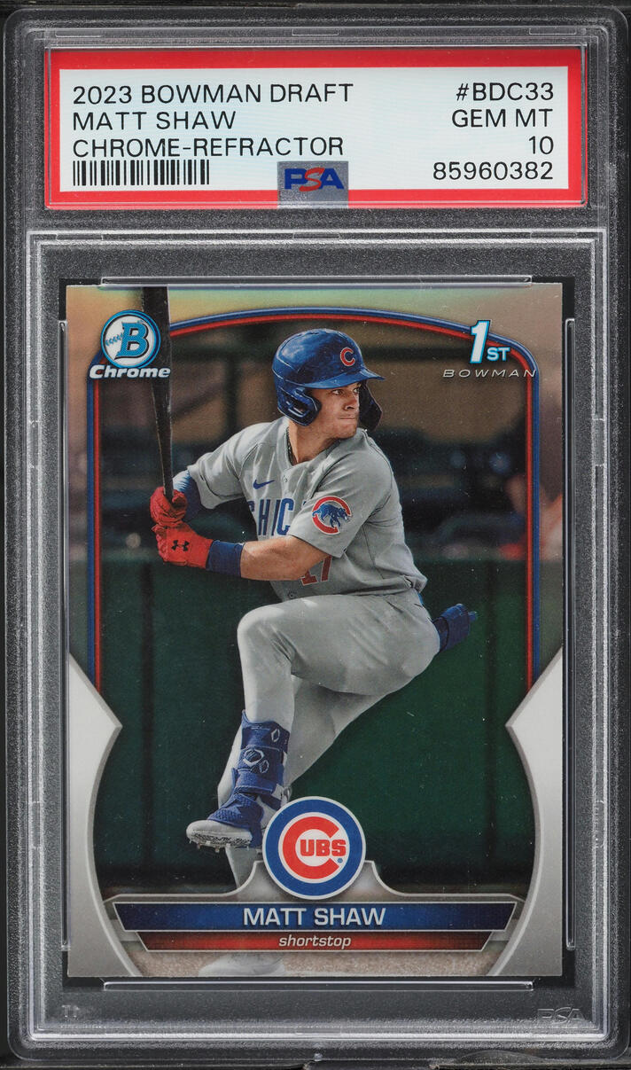 2023 Bowman Chrome Draft Refractor Matt Shaw ROOKIE #BDC-33 PSA 10 GEM MINT