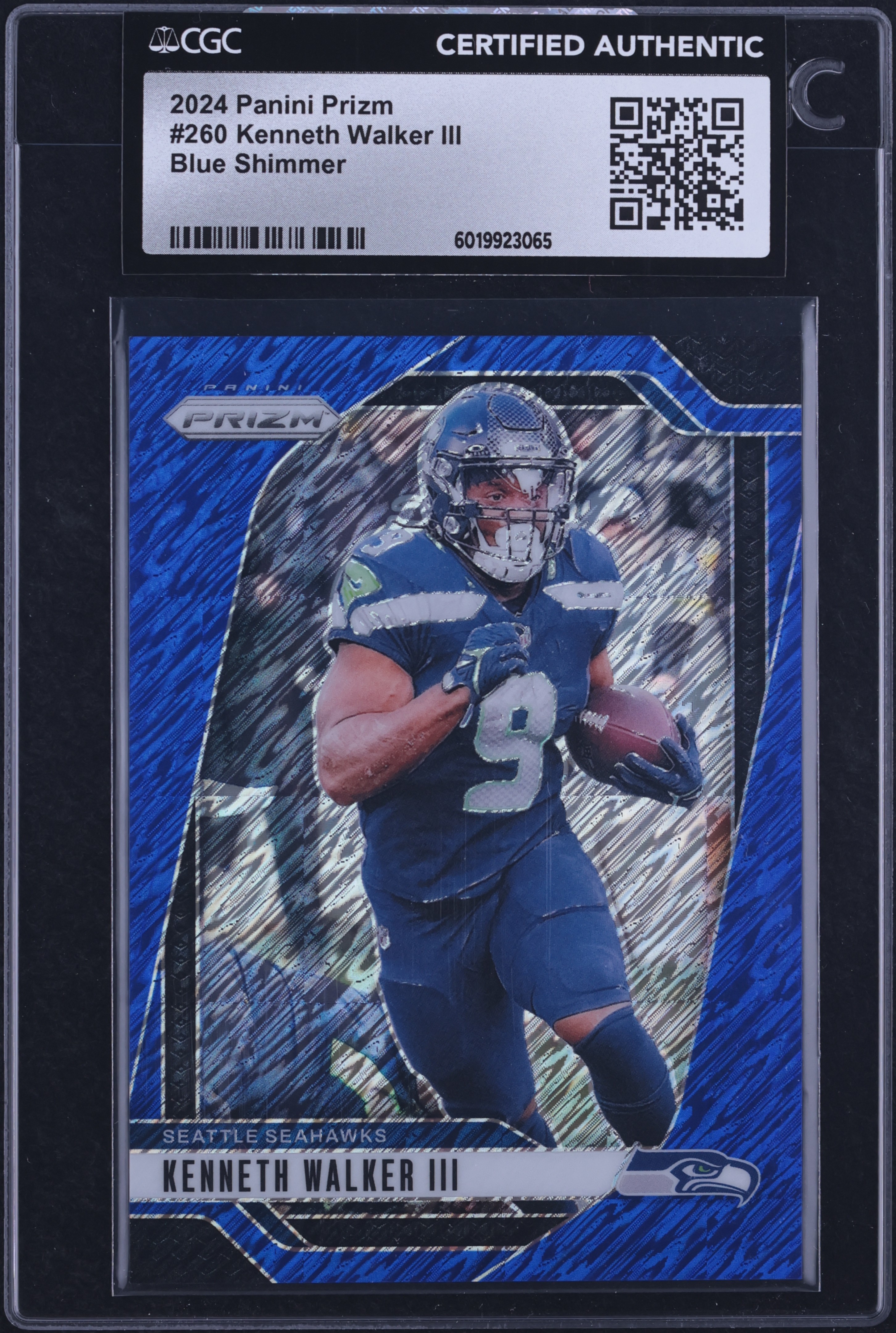 2024 Panini Prizm Blue Shimmer Kenneth Walker III /25 #260 CGC