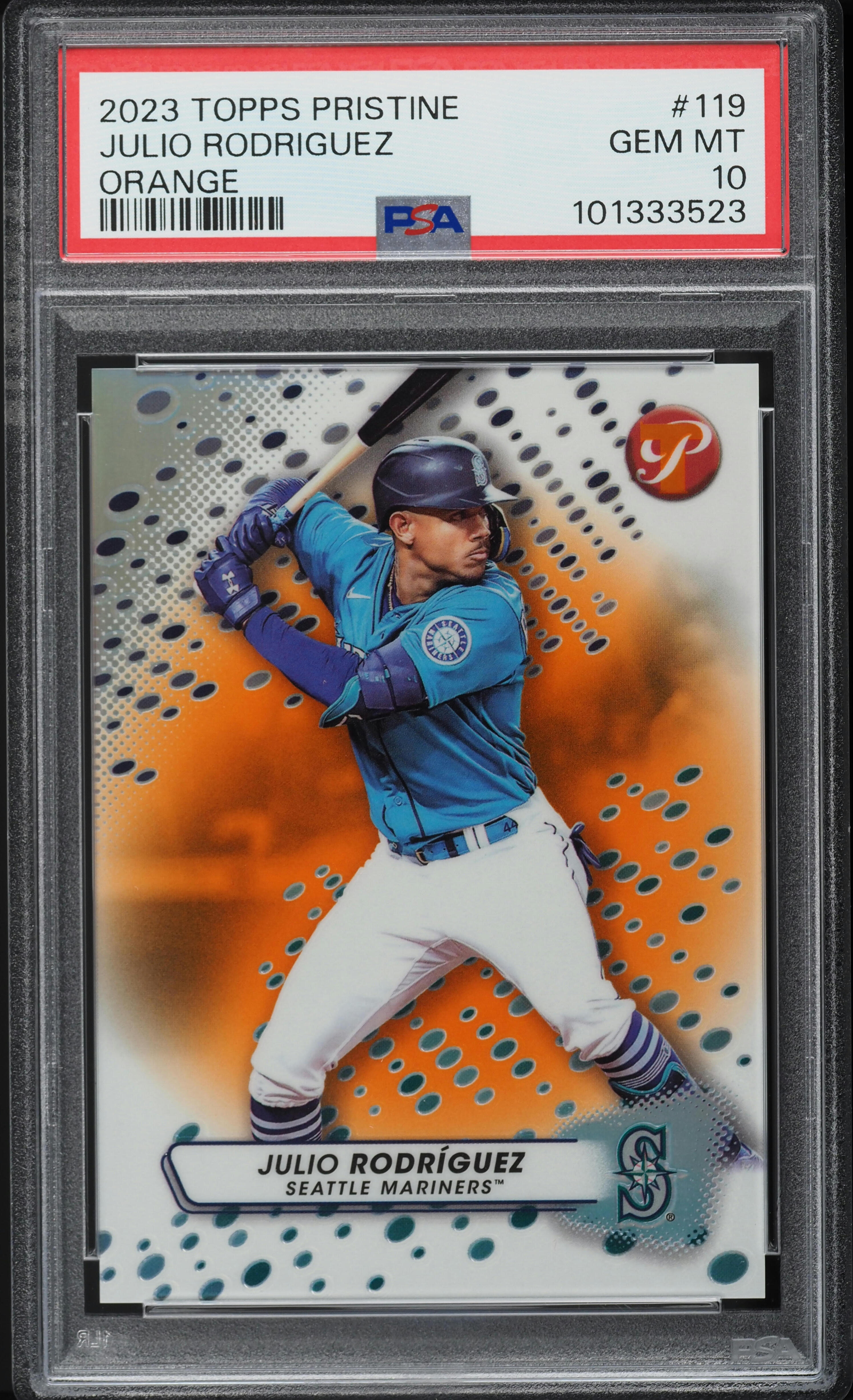 2023 Topps Pristine Orange Julio Rodriguez /25 #119 PSA 10 GEM