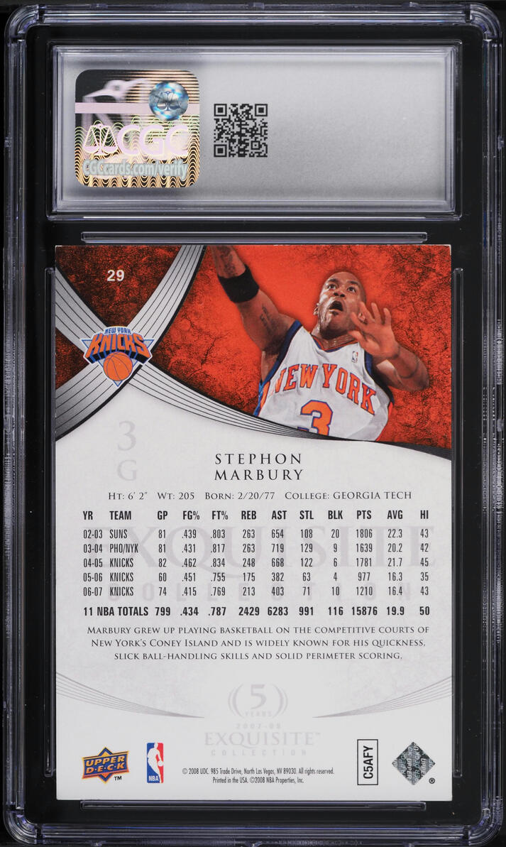 2007 Exquisite Collection Stephon Marbury /225 #29 CGC 7 NRMT