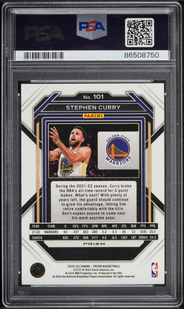 2022 Panini Prizm White Sparkle Stephen Curry #101 PSA 10 GEM MINT