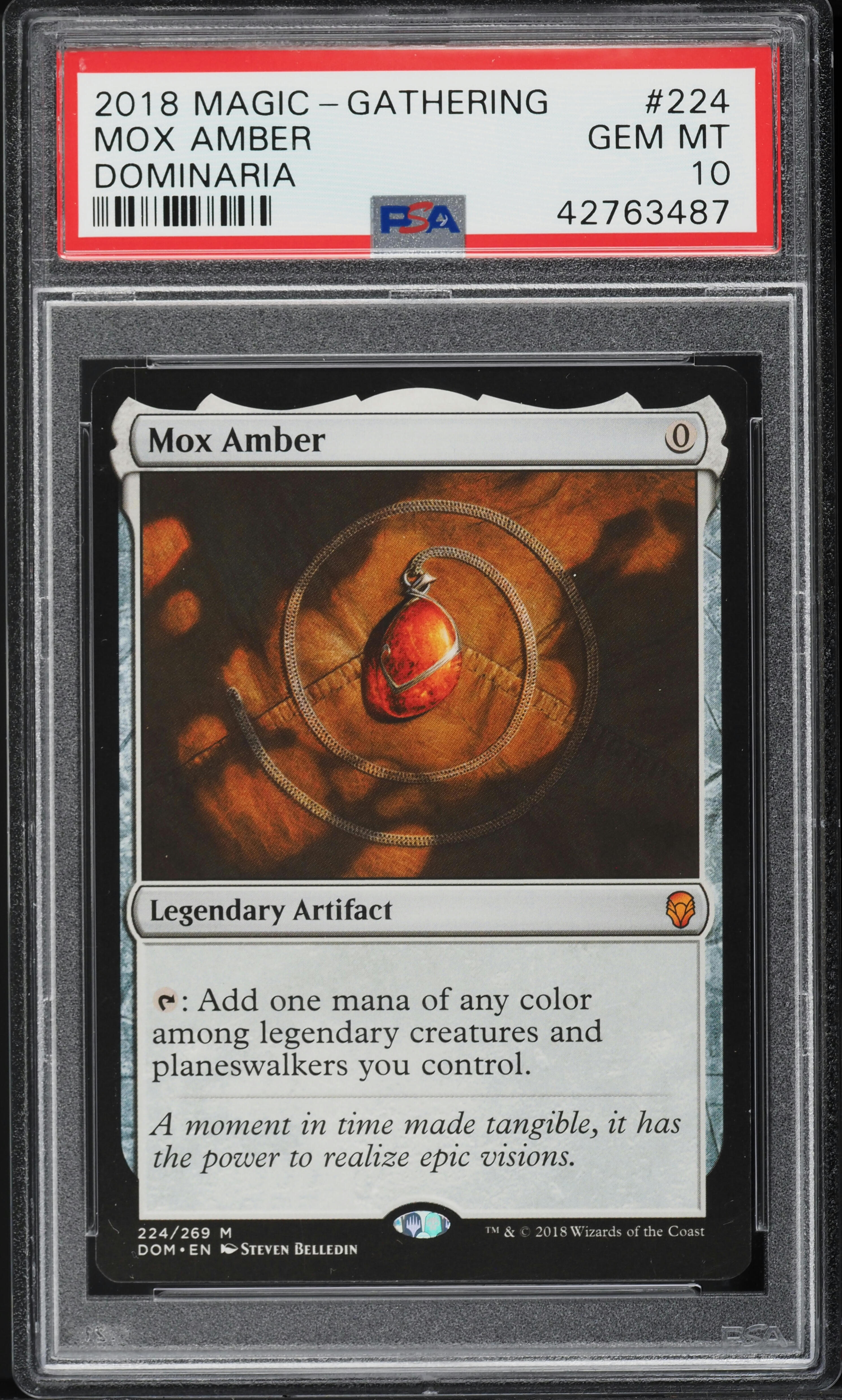 2018 Magic The Gathering MTG Dominaria Mox Amber #224 PSA 10 GEM