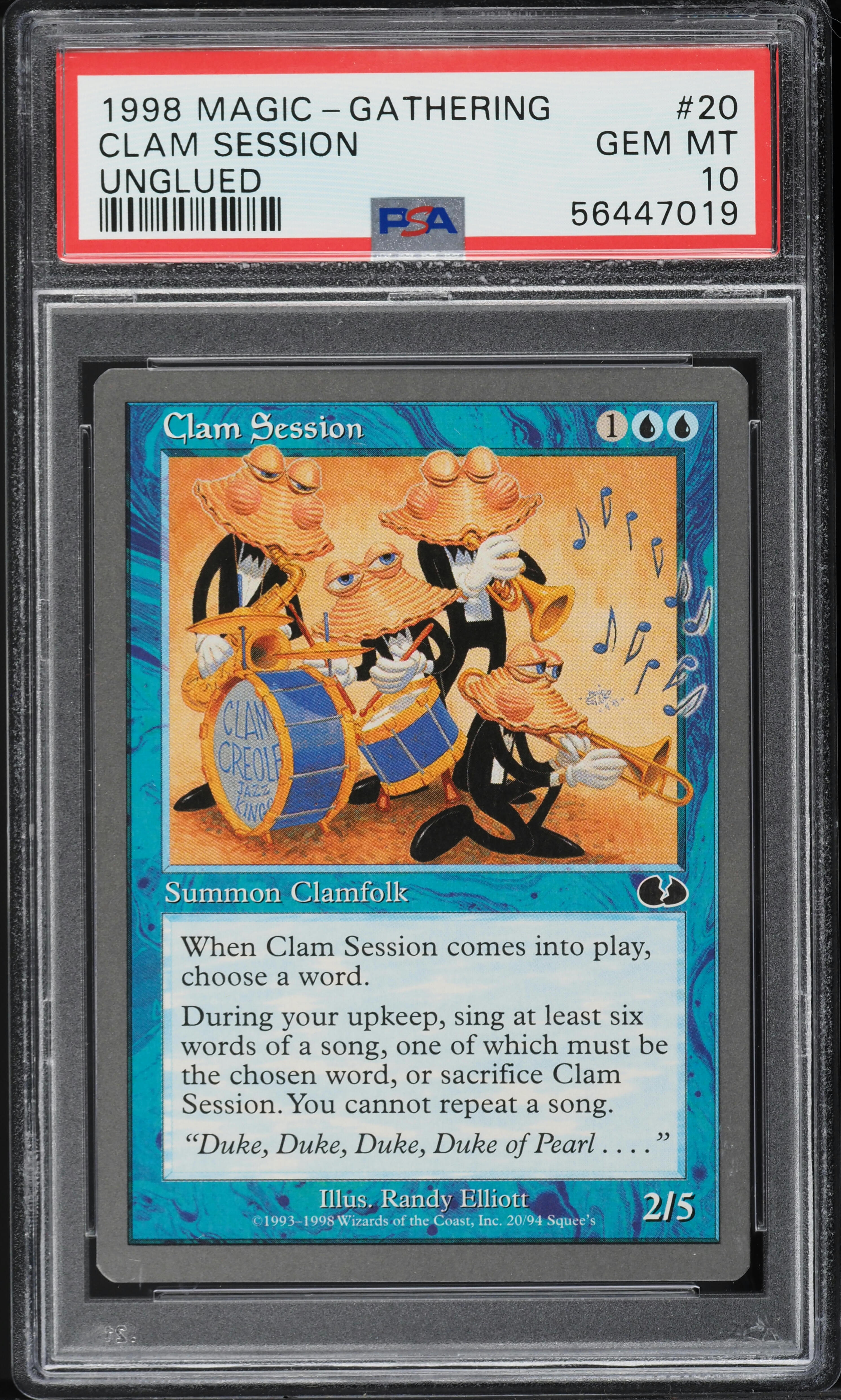 1998 Magic The Gathering MTG Unglued Clam Session #20 PSA 10 GEM