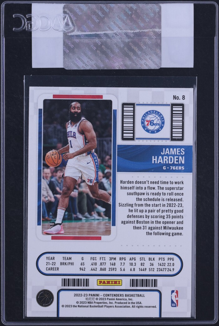 2022 Panini Contenders Retail James Harden #8 CGC AUTH