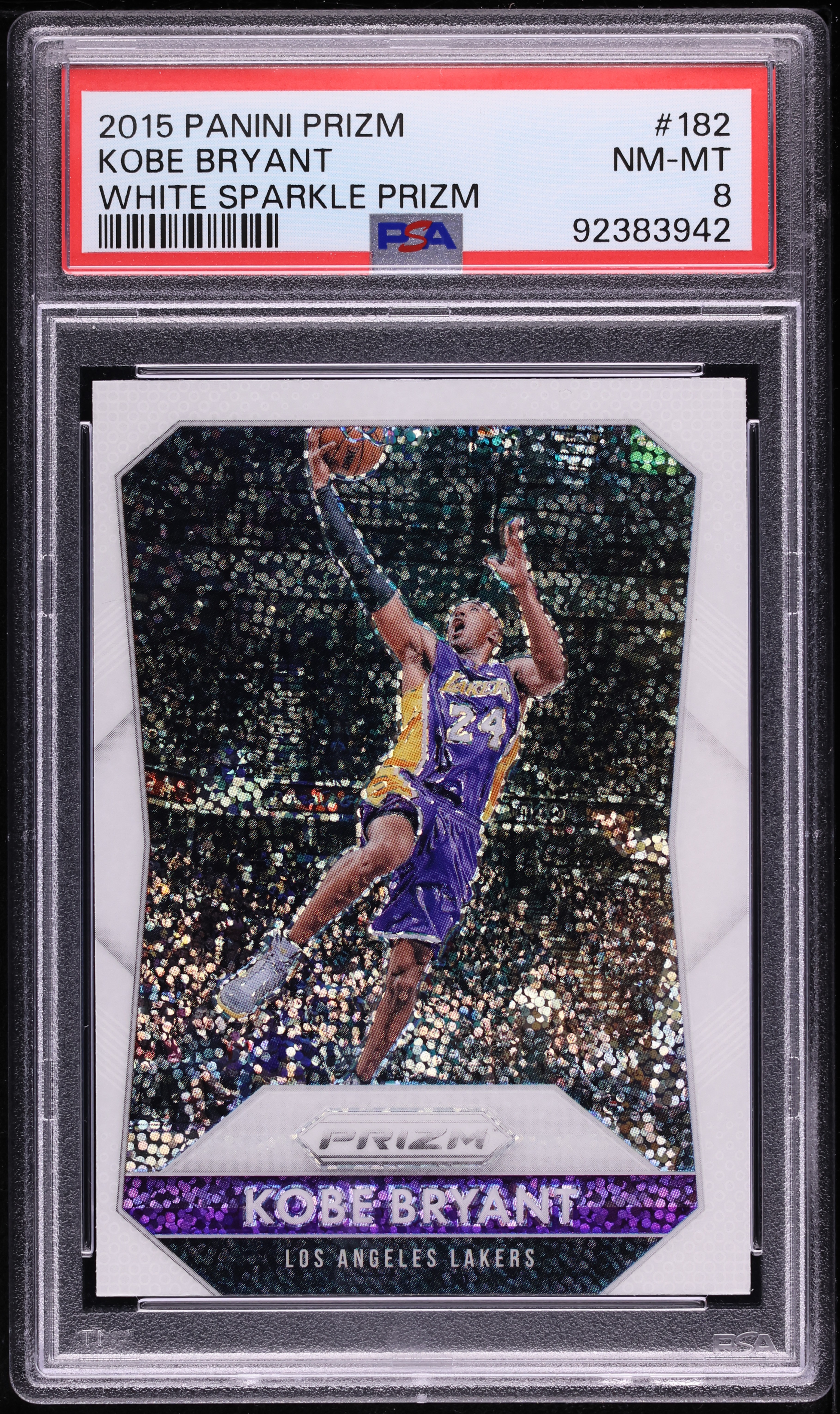 2015 Panini Prizm White Sparkle Kobe Bryant #182 PSA 8 NM-MT on