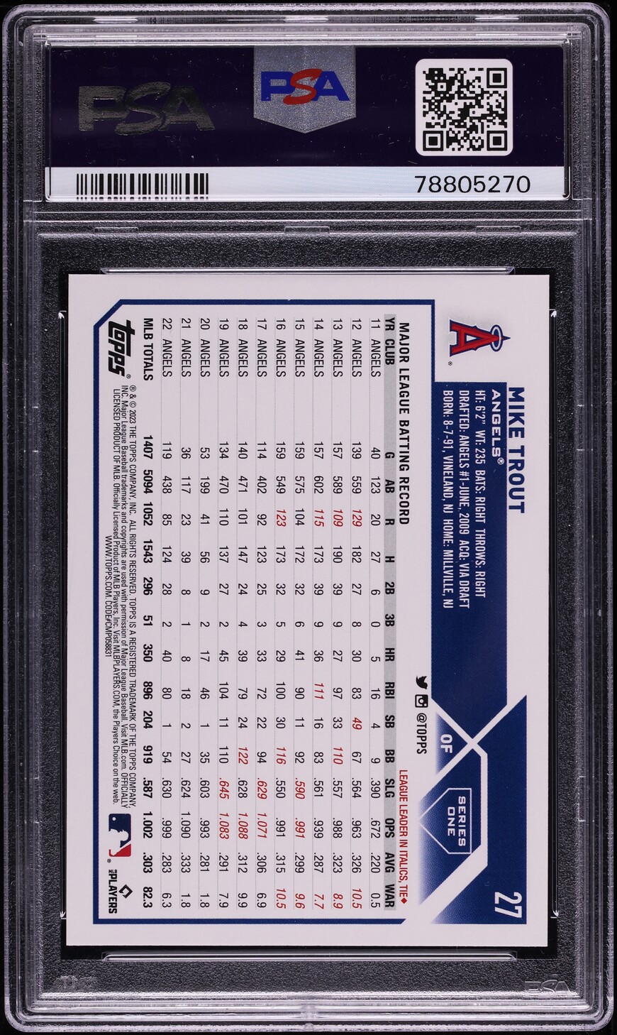 2023 Topps 1st Edition Mike Trout #27 PSA 9 MINT