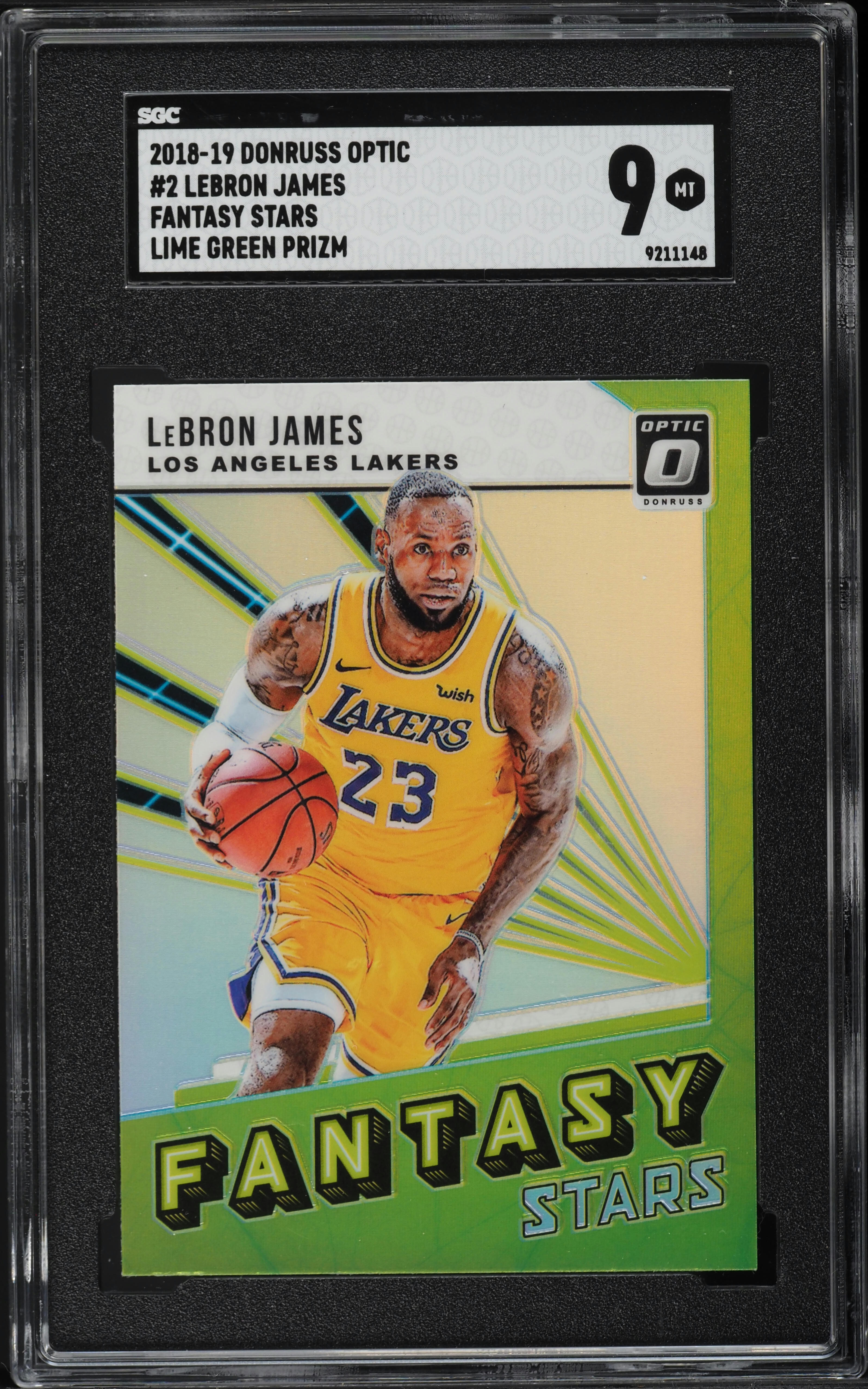 2018 Donruss Optic Fantasy Stars Lime Green Prizm LeBron James #2