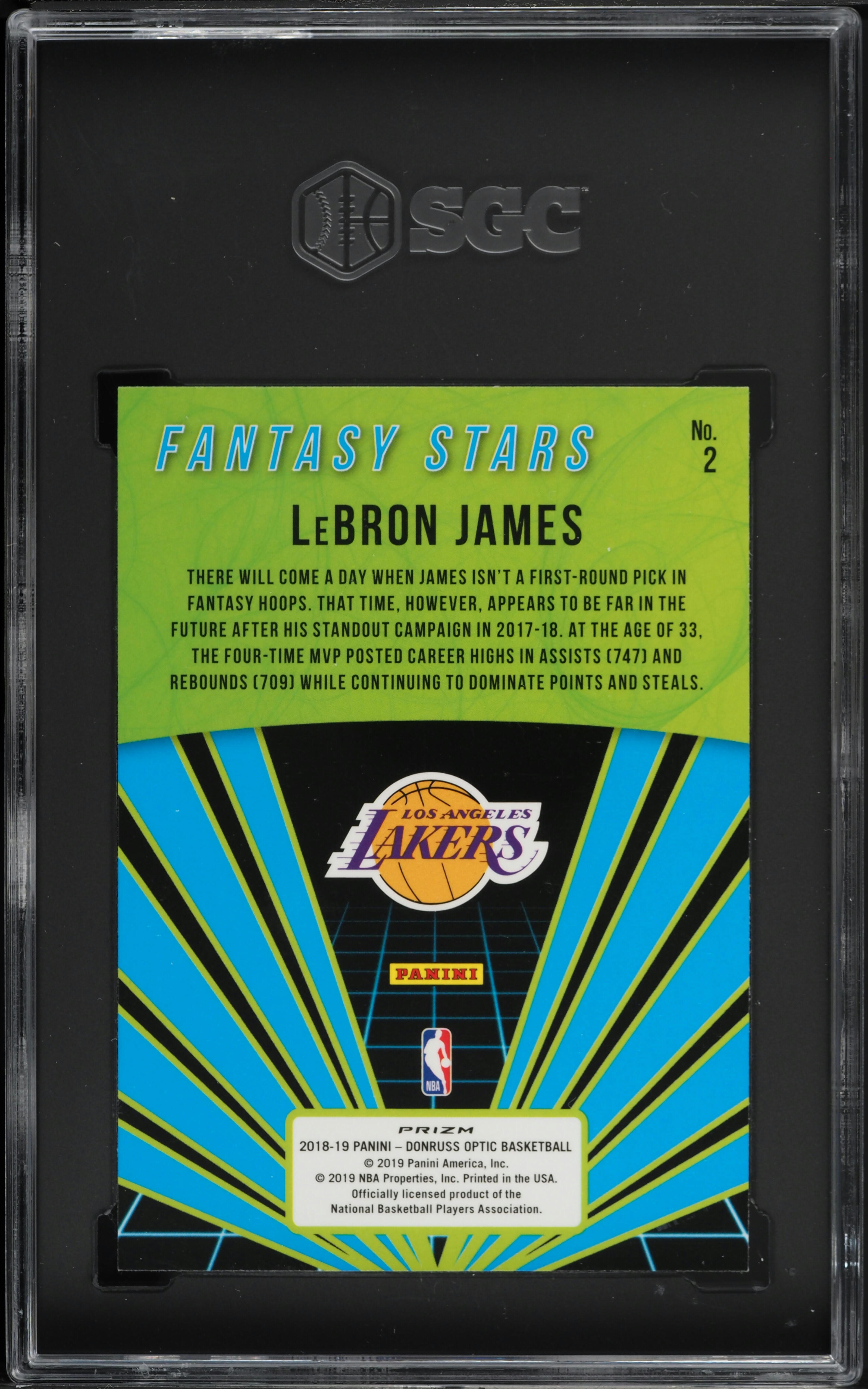 2018 Donruss Optic Fantasy Stars Lime Green Prizm LeBron James #2