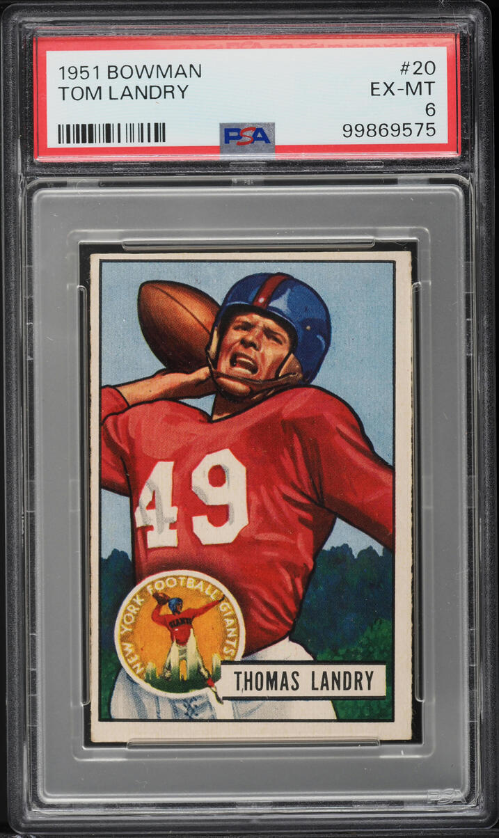 1951 Bowman Football Tom Landry ROOKIE #20 PSA 6 EXMT