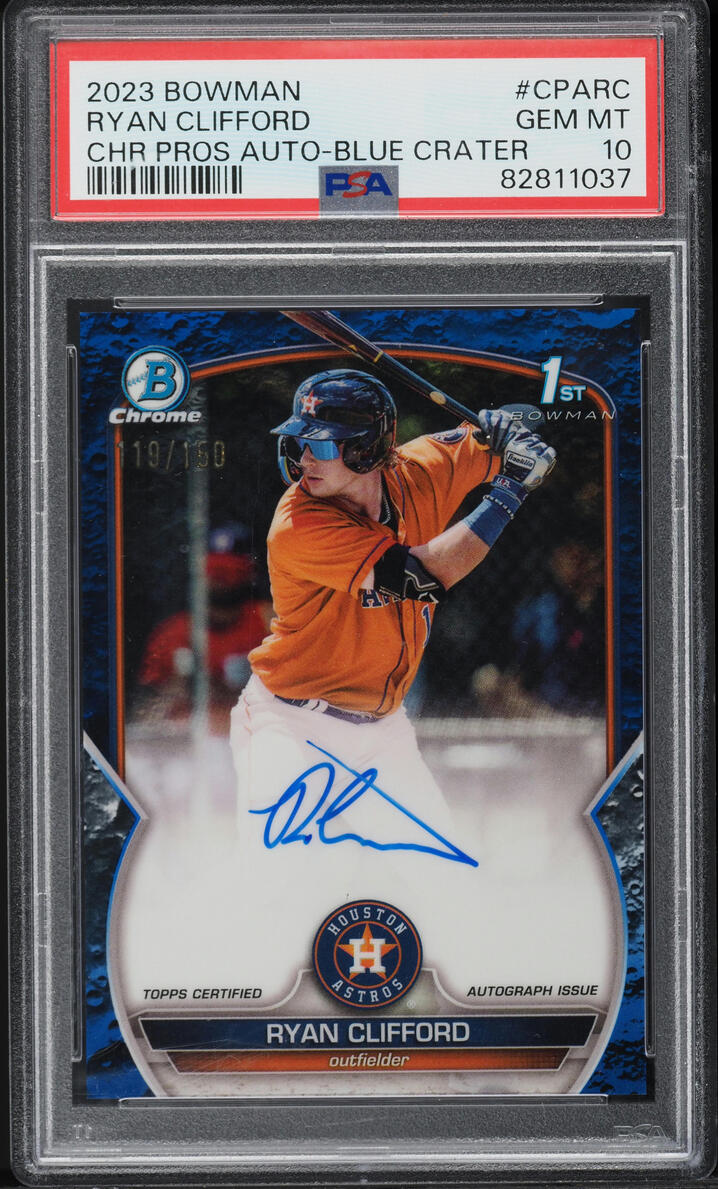 2023 Bowman Chrome Blue Crater Ryan Clifford PROSPECT AUTO /150 #CPARC PSA 10