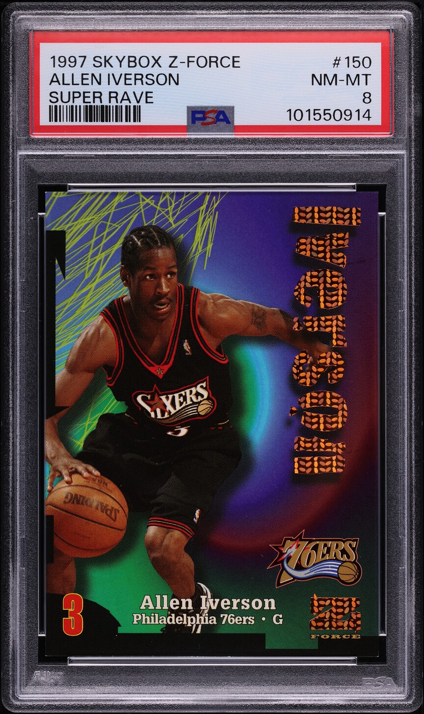 1997 Skybox Z-Force Super Rave Allen Iverson /50 #150 PSA 8 NM-MT