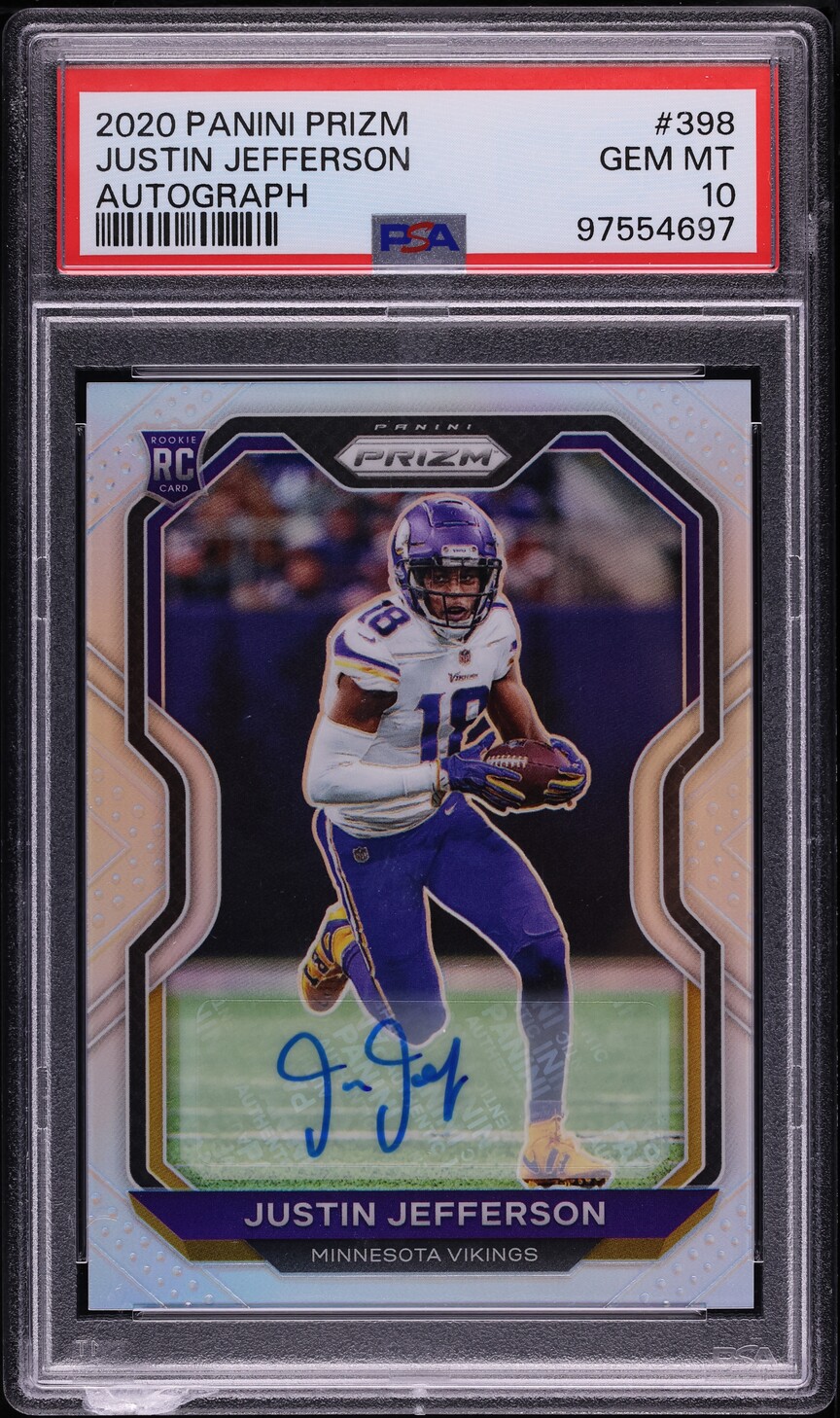 2020 Panini Prizm Silver Justin Jefferson ROOKIE AUTO #398 PSA 10