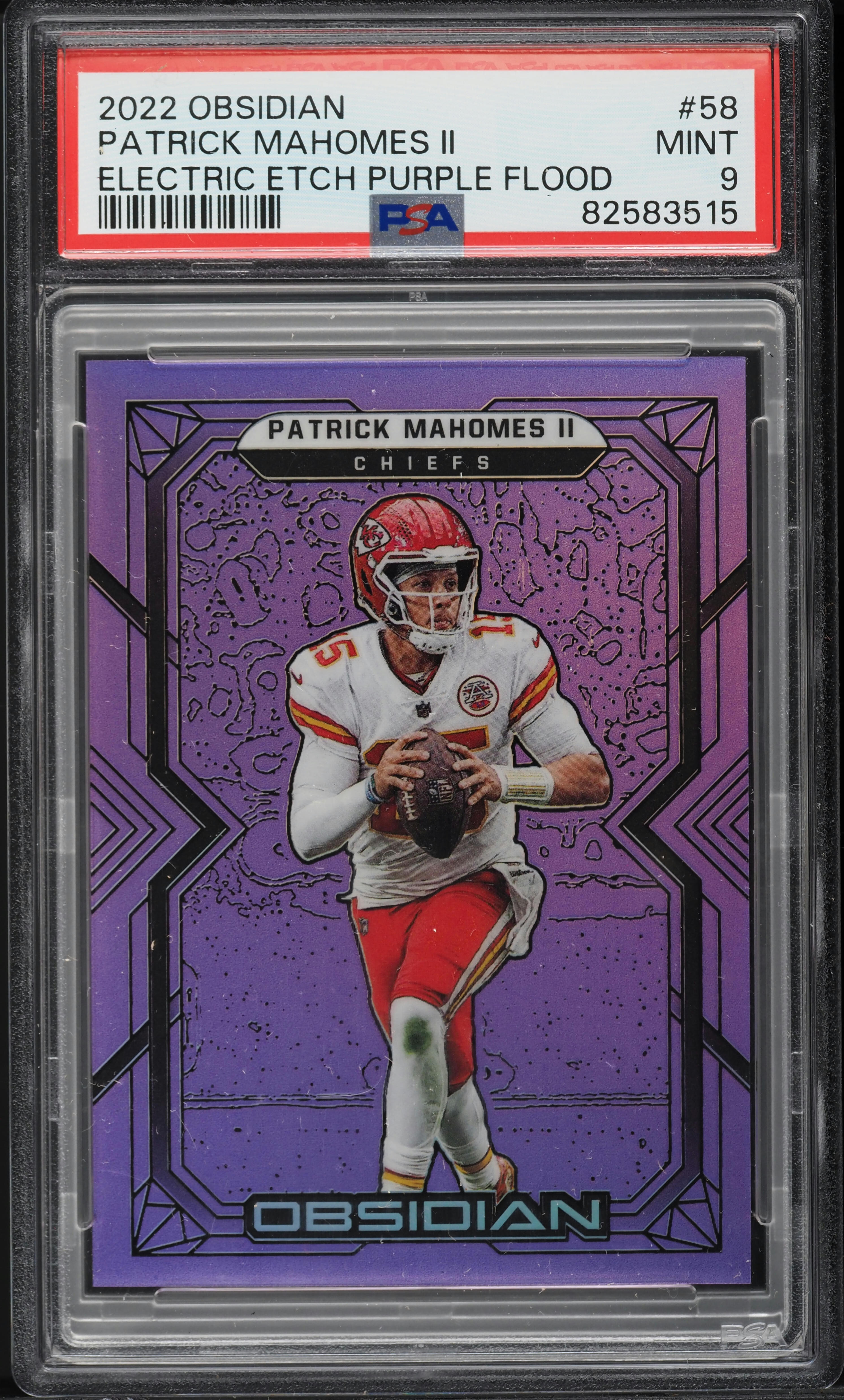 2022 Panini Obsidian Electric Etch Purple Flood Patrick Mahomes II