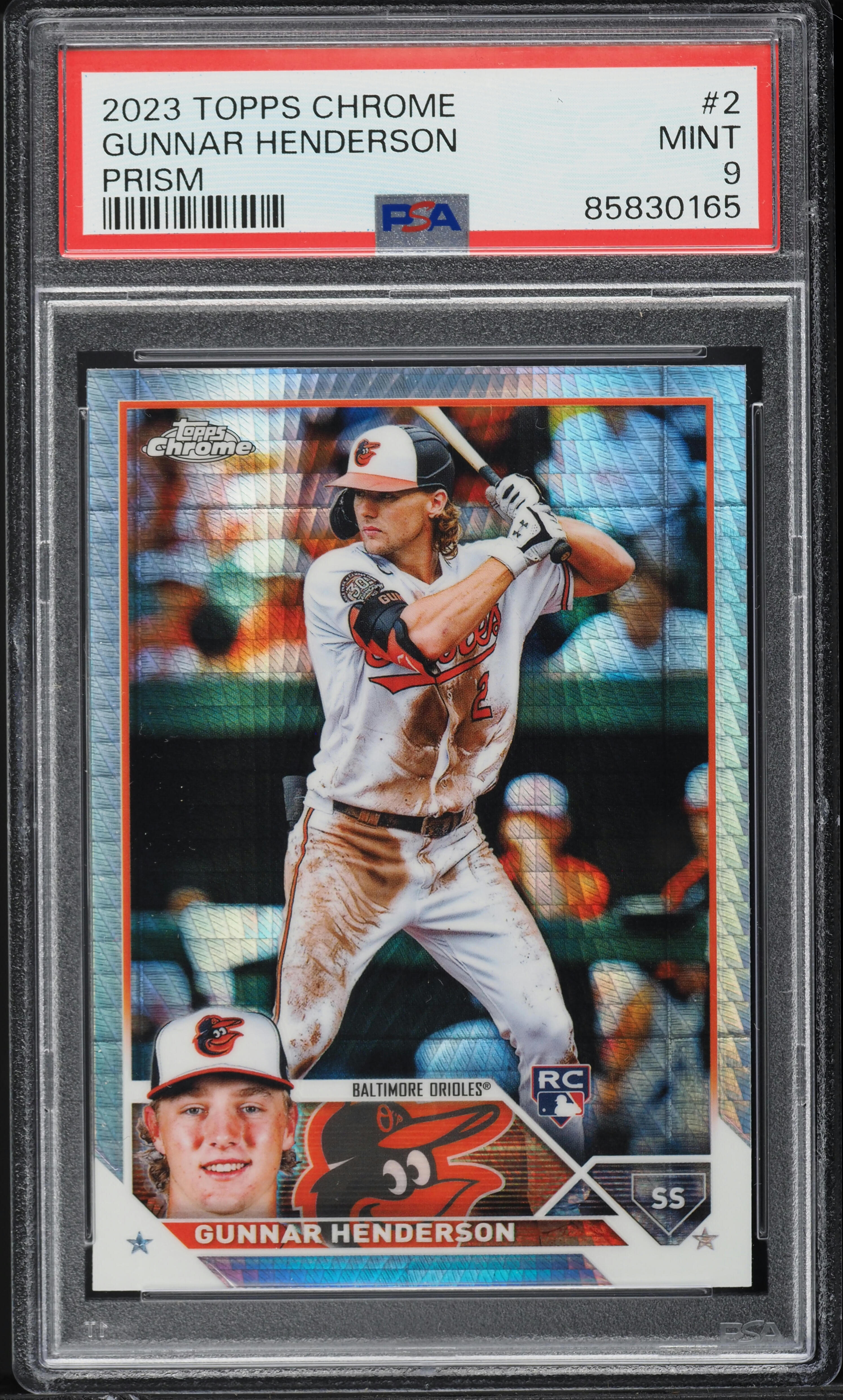 2023 Topps Chrome Prism Refractor Gunnar Henderson ROOKIE #2 PSA 9