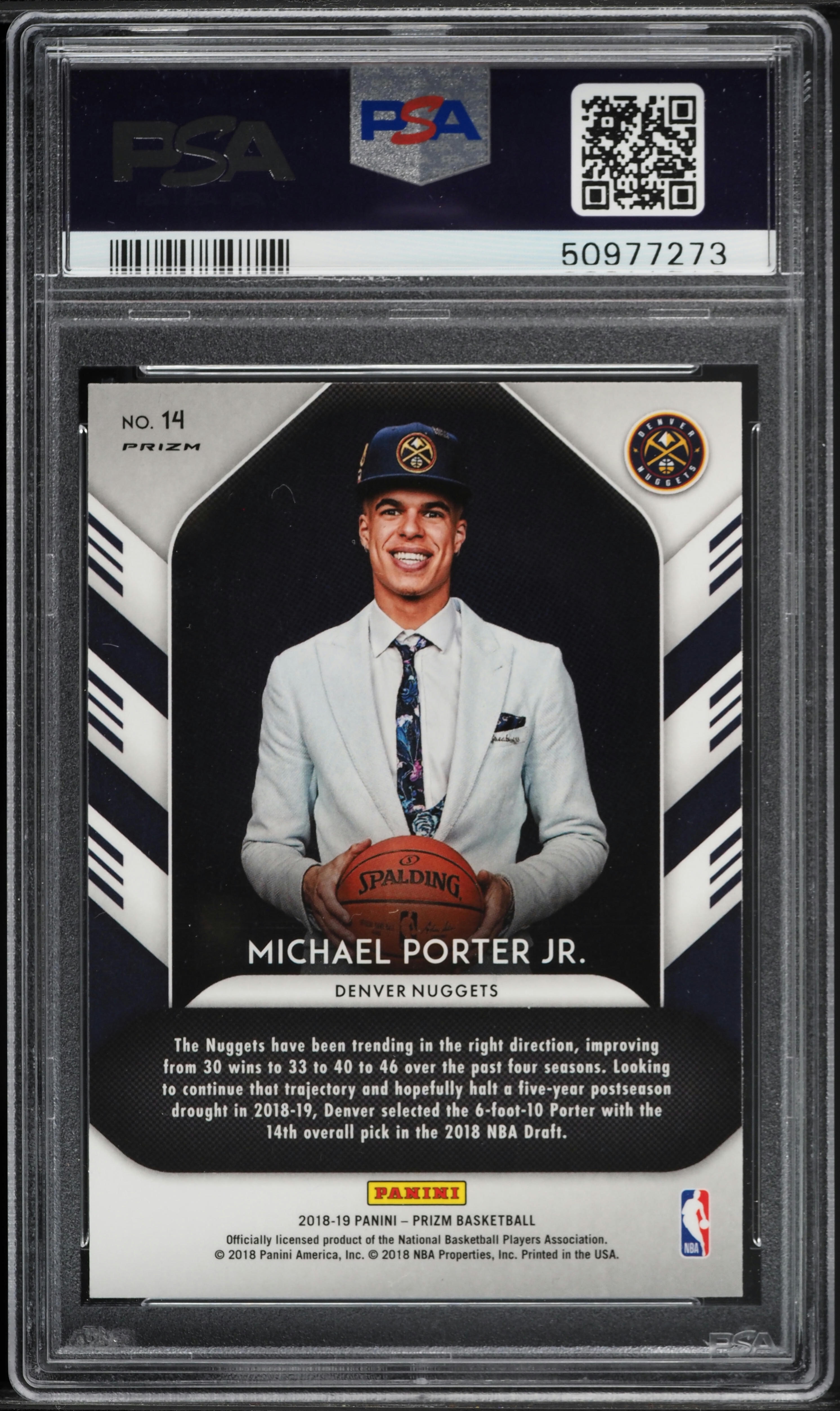2018 Panini Prizm Fast Break Luck Of The Lottery Michael Porter Jr