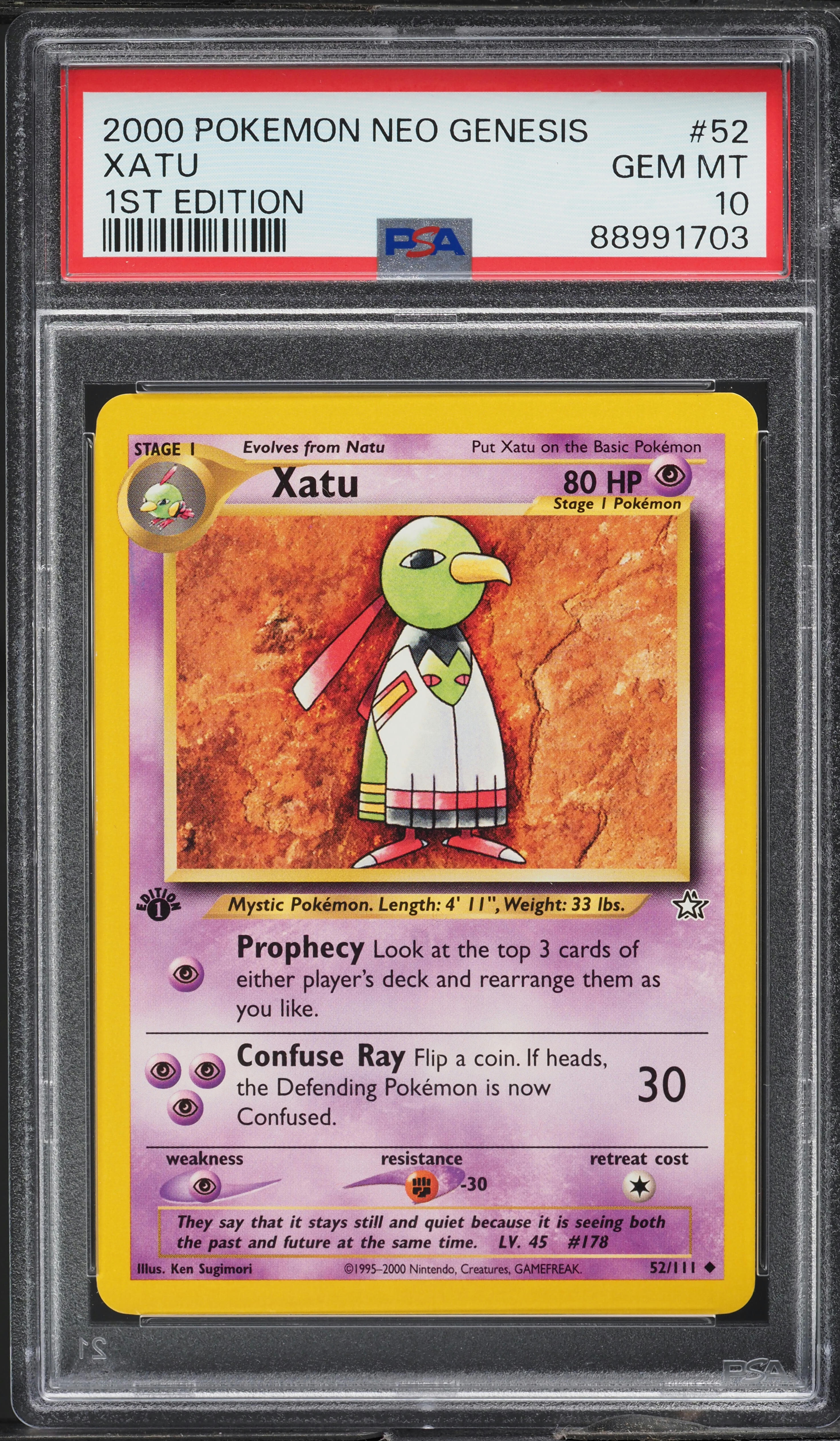 2000 Pokemon Neo Genesis 1st Edition Xatu #52 PSA 10 GEM MINT on