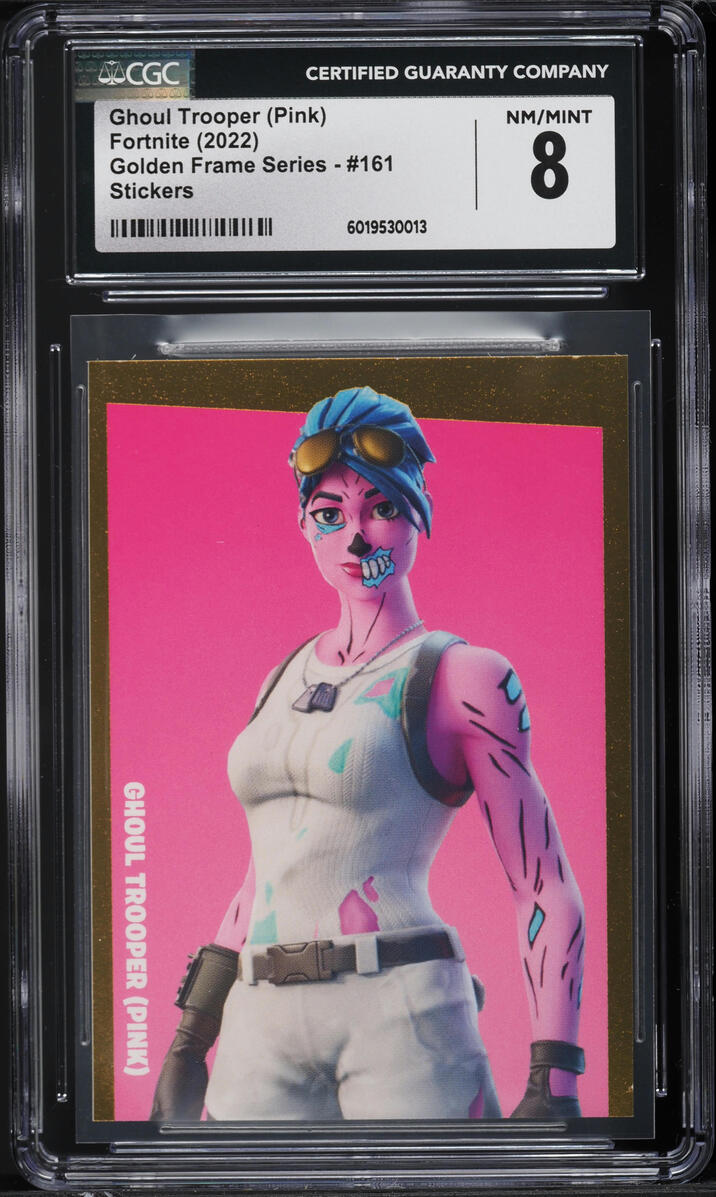 2022 Panini Fortnite Golden Frame Series Stickers Ghoul Trooper (Pink) CGC 8