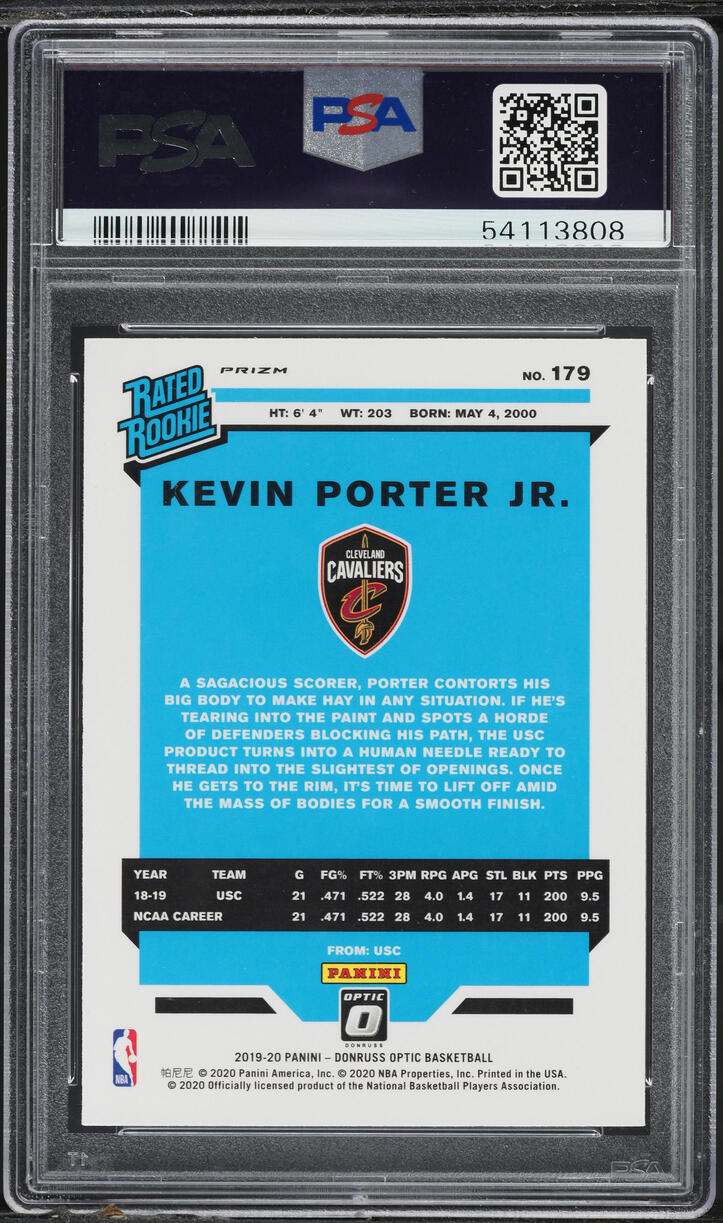 2019 Donruss Optic Hyper Pink Kevin Porter Jr. ROOKIE #179 PSA 9