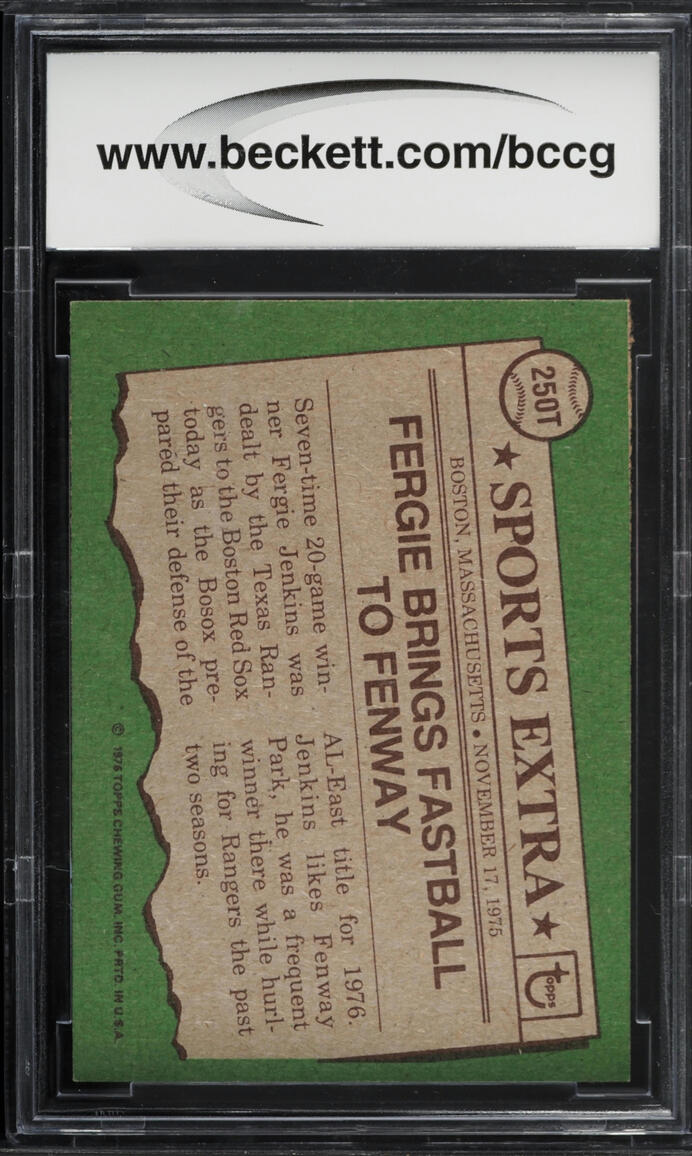 1976 Topps Traded Fergie Jenkins #250T BCCG 9 MINT